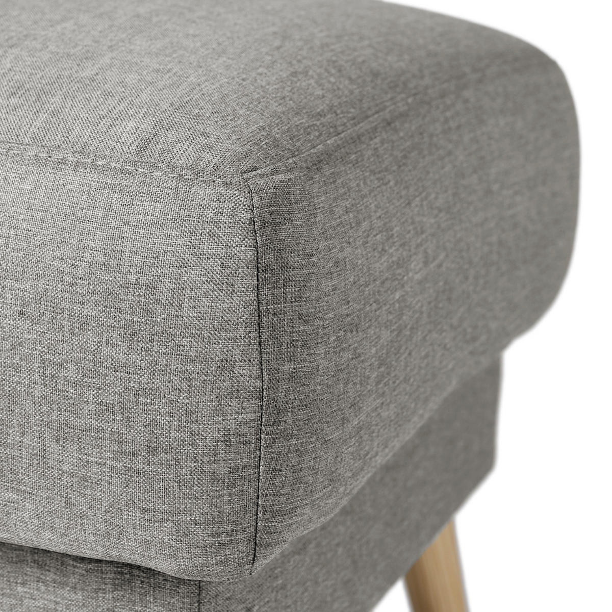 POLSTERHOCKER - Webstoff - Hellbraun/Grau, Holz/Textil (77/46/62cm) - home24