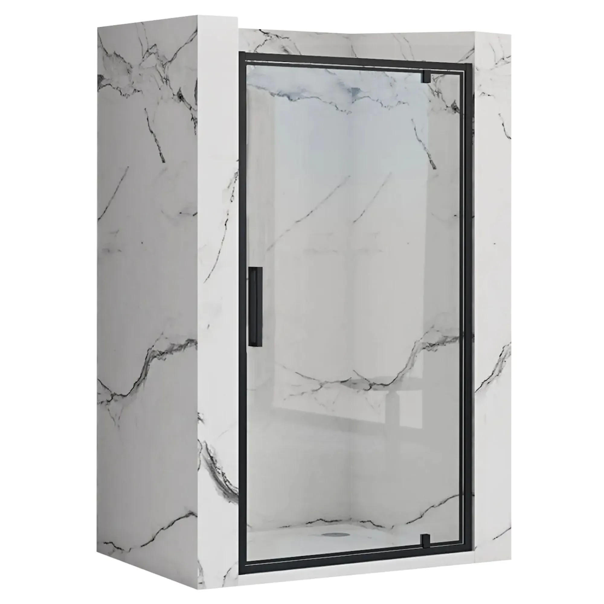 DUSCHTÜR Rea Schwingtür Rapid Swing 100 - Schwarz, Glas (100.5/195cm) - REA