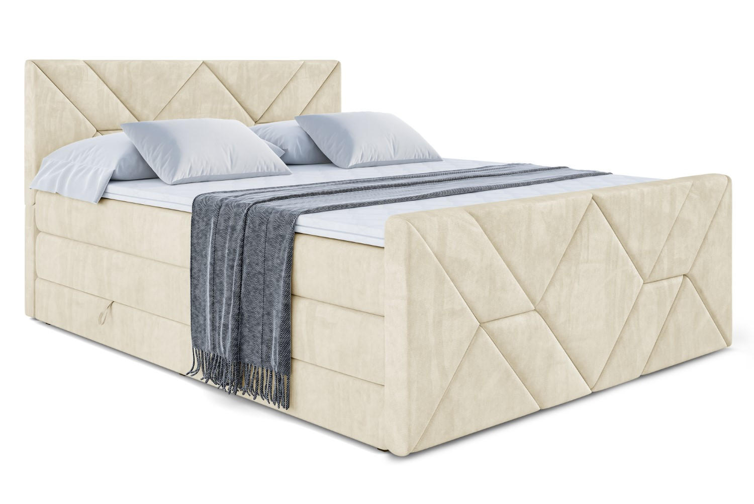 BOXSPRINGBETT BARWA-Z KING - 120x200 - H3/H4 - Beige - Beige, Holzwerkstoff (120/200cm) - ALTDECOR