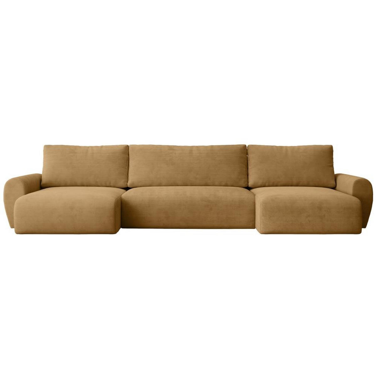 WOHNLANDSCHAFT mit Schlaffunktion Poss U gelb - Gelb, Textil (395/70/153cm) - Beautysofa