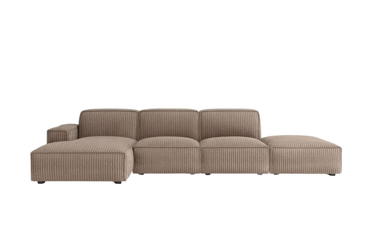 ECKSOFA Cursal L-Form, Stoff Poso, Dunkelbeige + Hocker, Links - Beige, Holz (341/166cm) - Kaiser Möbel