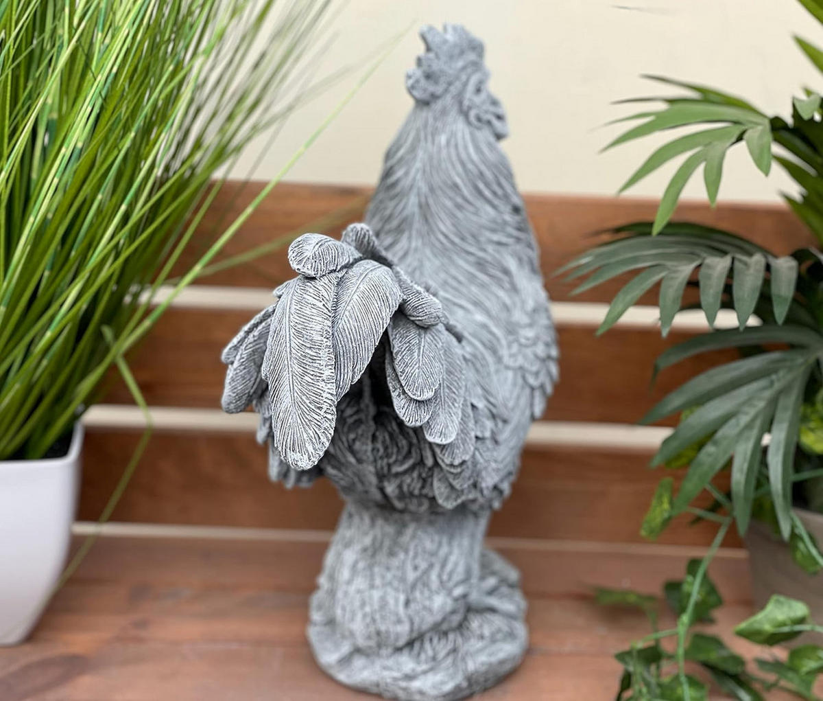 STEINFIGUR Hahn Il Gallo frostfest Steinguss - Grau, Stein (29/34/14cm) - stoneandstyle