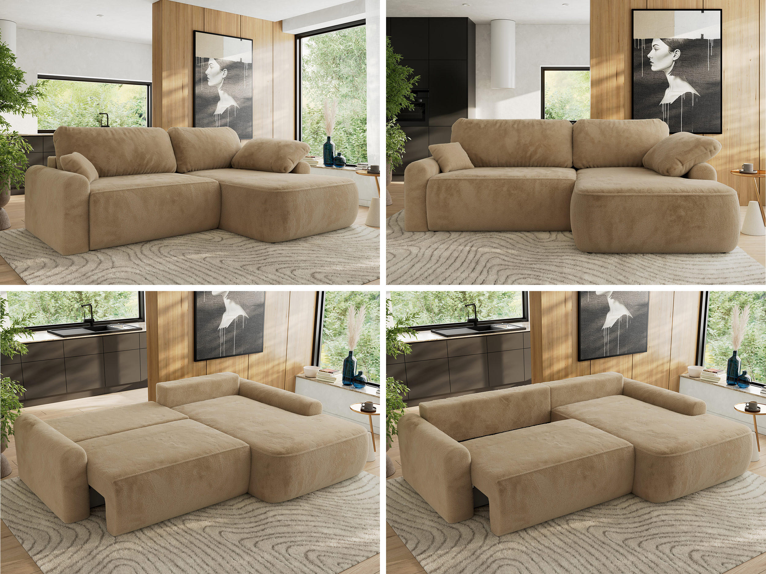 Thumbnail - MKS Eckschlafsofa, Beige, Textil, 4-Sitzer, L-Form,L-Form, 273x187 cm, Oeko-Tex®, Wohnzimmer, Sofas & Couches, Wohnlands...