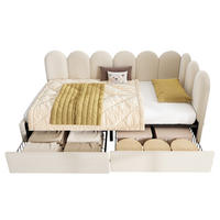POLSTERBETT mit 2 Schubladen 90x200 cm Samt Beige - Beige, Metall (90/200cm) - Meubliv