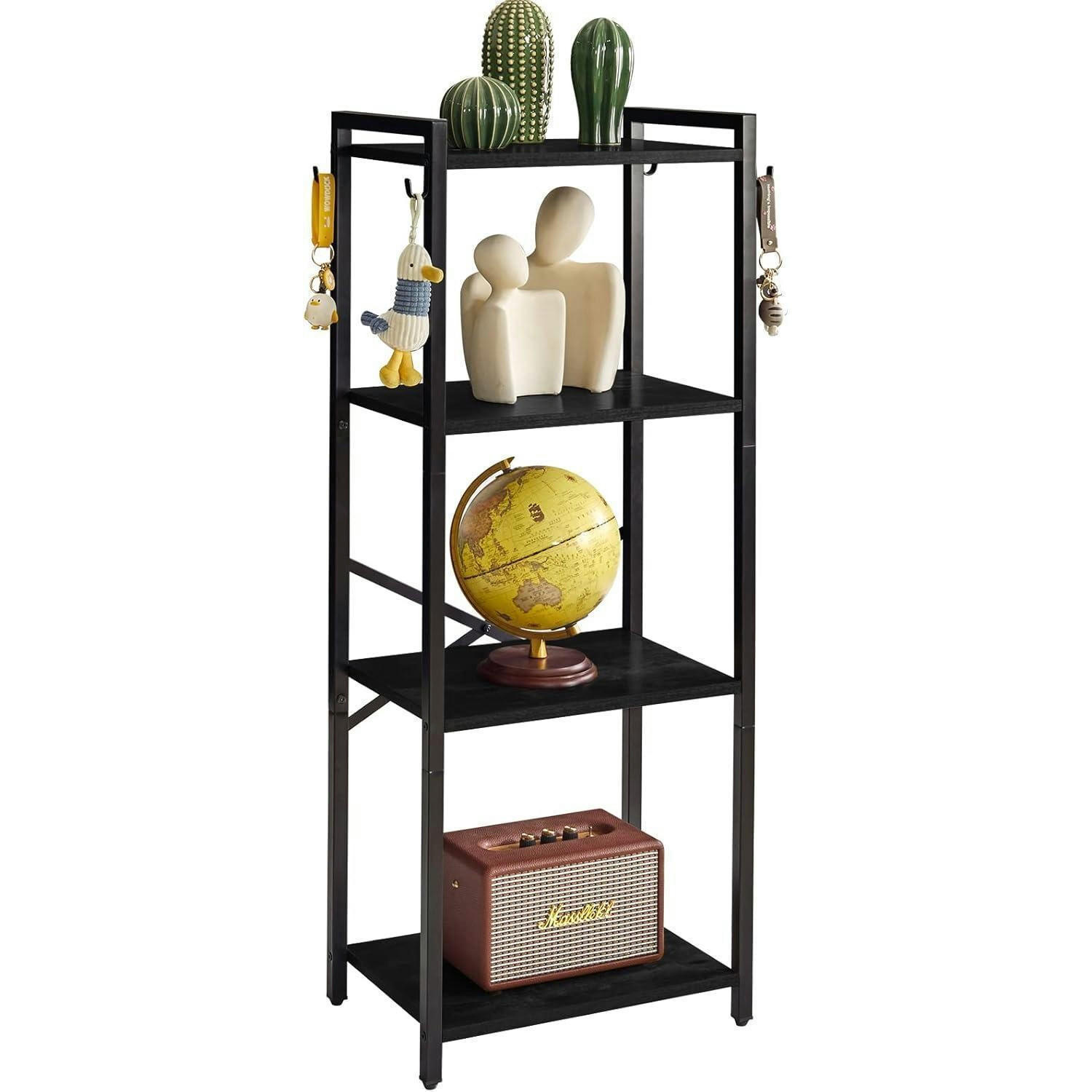 BÜCHERREGAL 4-stöckig Schwarz 43 x 29 x 112 cm - Schwarz, Metall (29/112/43cm)
