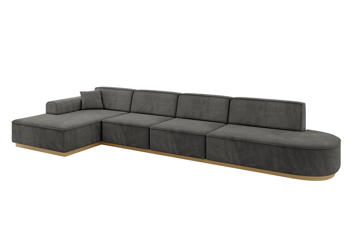 ECKSOFA Ottomane Links IREA-L3-v2 - 403x165x81 cm Dunkelgrau - Dunkelgrau, Holzwerkstoff/Textil (403/165cm) - ALTDECOR