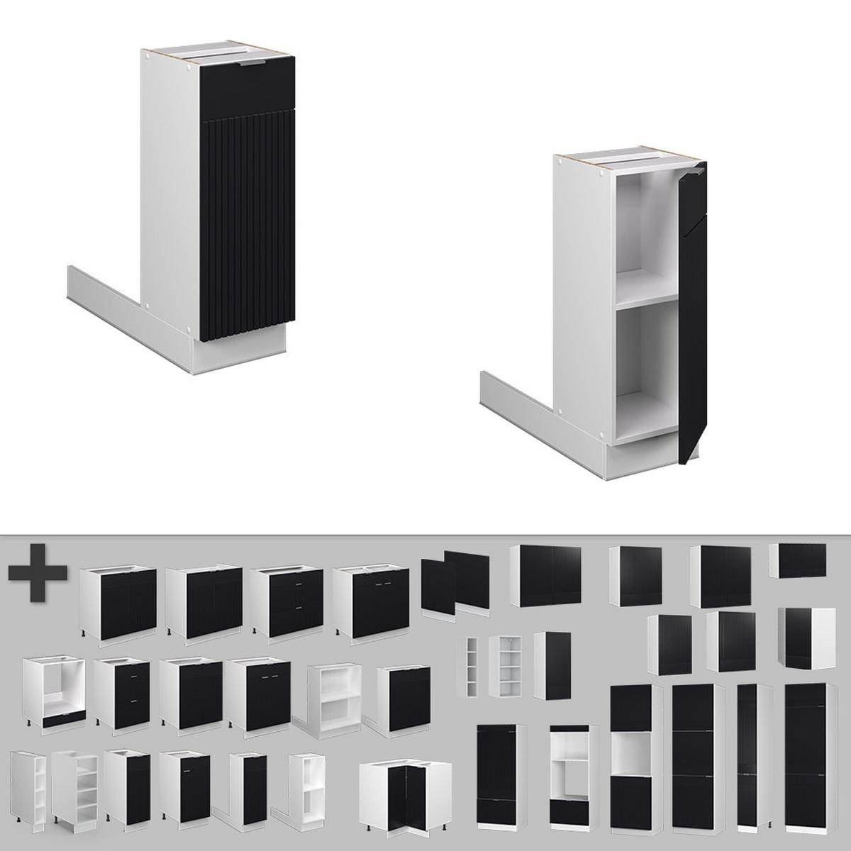 KUCHYŇSKÝ OSTROV Fame-Line Černý pruhovaný - bílá/černá, kompozitní dřevo (30/82/70cm) - Vicco