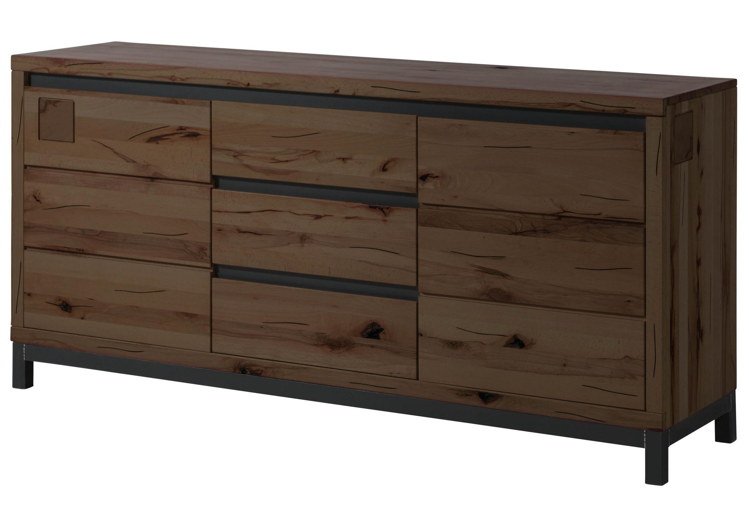 SIDEBOARD Kernbuche 175x45x85 tabacco braun geölt VILLANDERS #209 - Braun, Holz (175/85/45cm) - Massivmoebel24