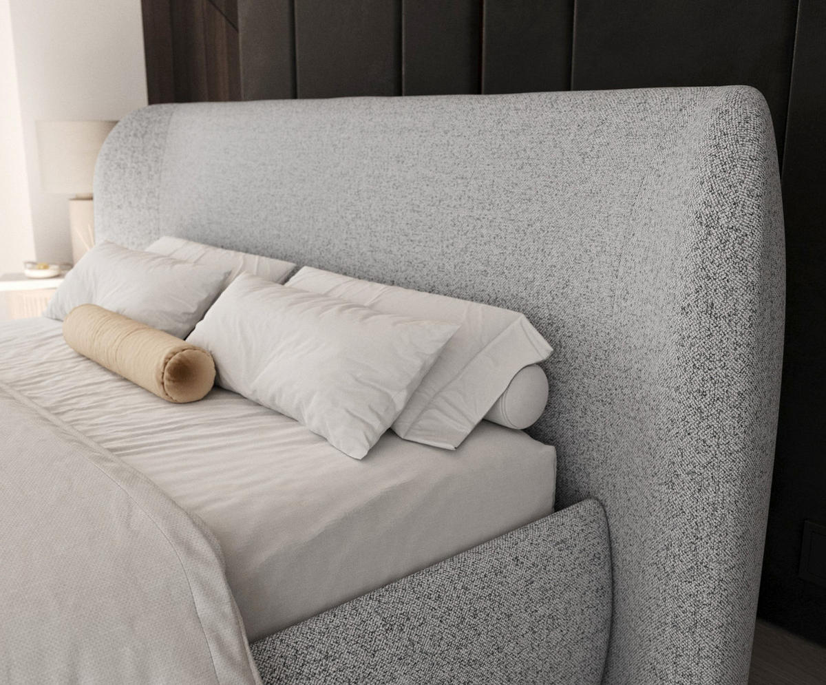 POLSTERBETT Bellano mit Stauraum 140/200 cm Grau im Riva Stoff - Schwarz/Naturfarben, Holz/Holzwerkstoff (140/200cm) - AltaBeds