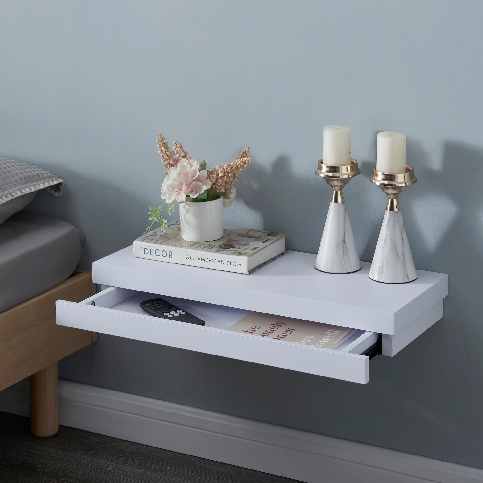 Thumbnail - [en.casa] Wandregal, Weiß, Holzwerkstoff, 60x8x23.5 cm, Wohnzimmer, Regale, Wandregale