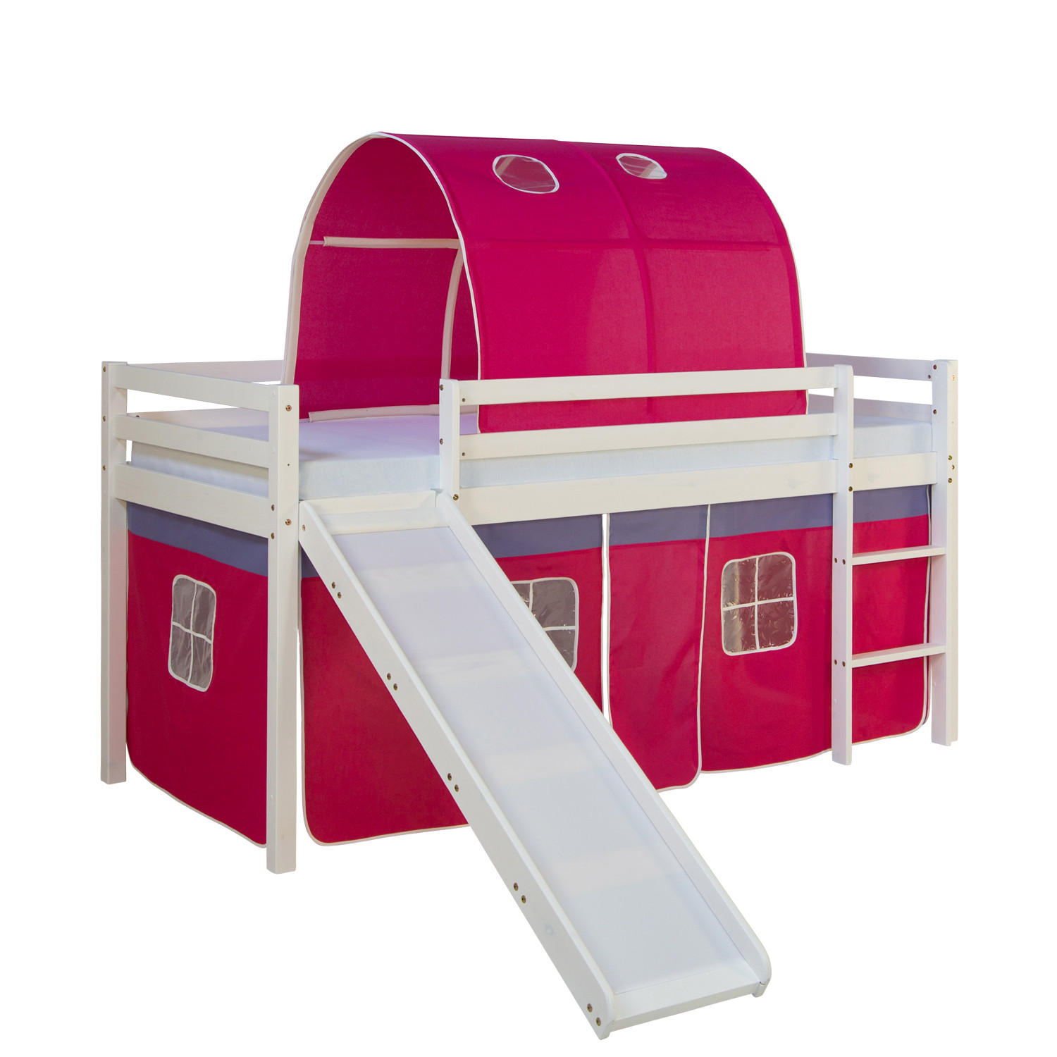 HOCHBETT mit Rutsche 90/200 cm Pink - Pink/Weiß, Holz (90/200cm) - Homestyle4u