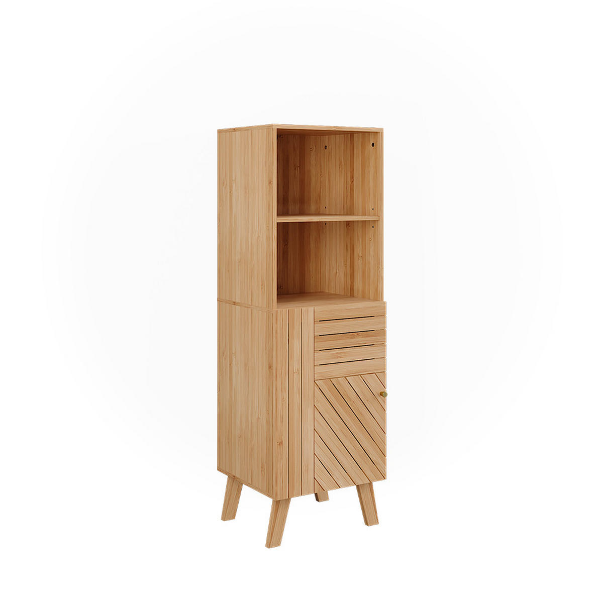 MIDISCHRANK Lucie Bambus 40 x 124 cm - Grün, Holzwerkstoff (40/124/36cm) - Vicco