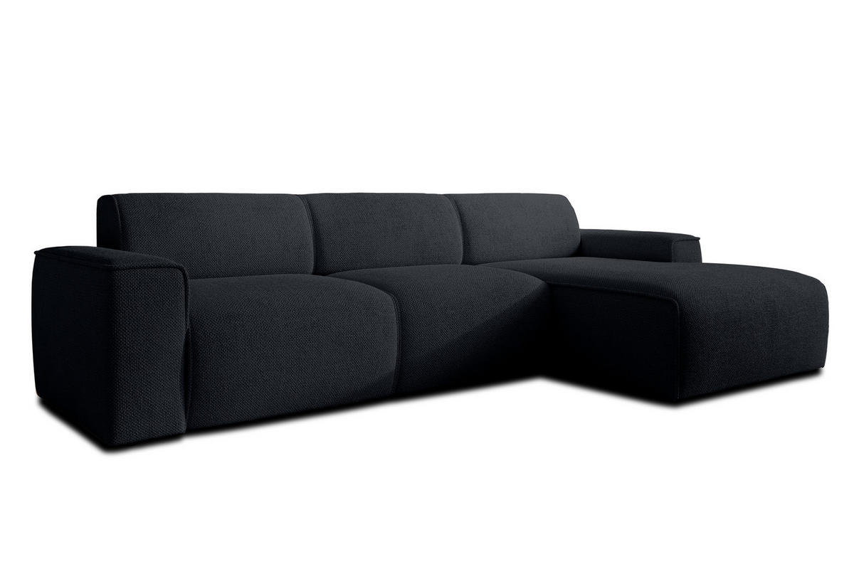 ECKSOFA L Form Didim mini Schwarz 310/165/78 cm – stilvolle kleine Eckcouch R - Schwarz, Kunststoff/Textil (310/165cm) - AX Living