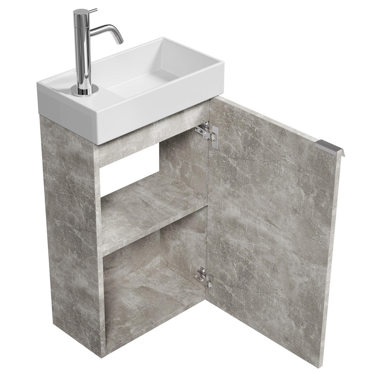 GÄSTE-WC-MÖBELSET Apollo 2 Teile Beton Grau - 40 x 22 x 68 cm - Grau, Holz (40/68/22cm) - Badplaats