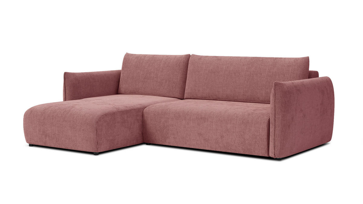 ECKSOFA TAUER 3-Sitzer rechts, altrosa - Schwarz/Altrosa, Holz/Textil (248/173cm) - Courtois Laville
