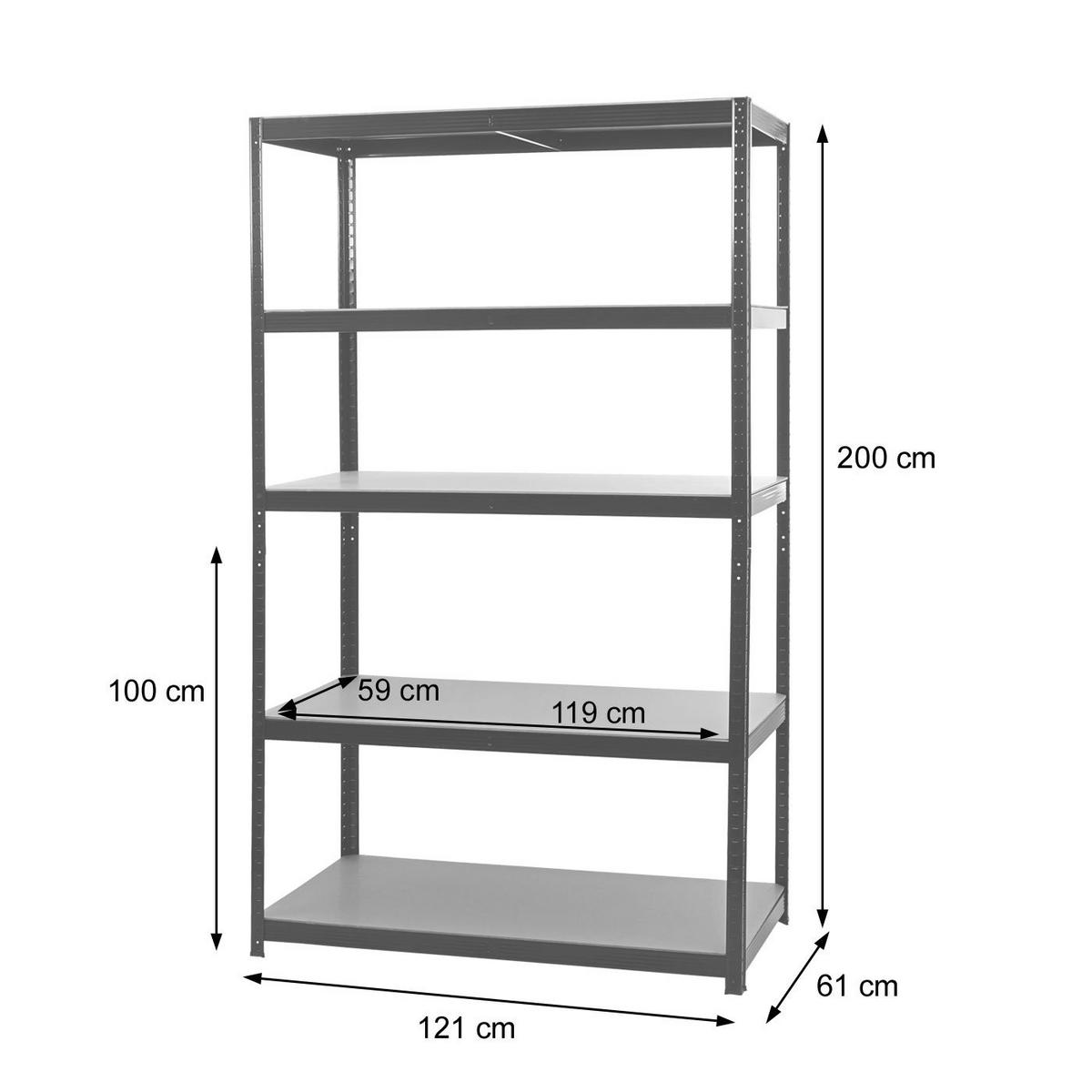 SCHWERLASTREGAL Silbergrau, Braun - Braun/Grau, Metall (121/200/61cm) - MCW
