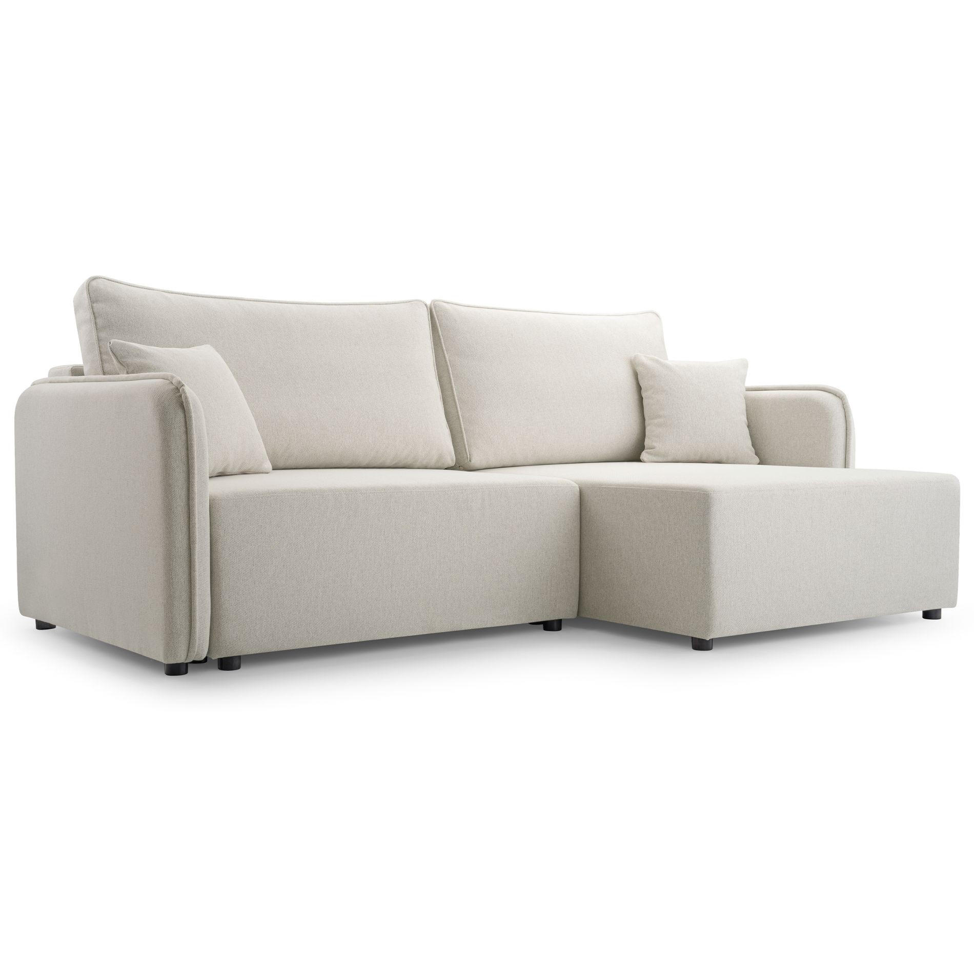 ECKSOFA Kassian, Creme Strukturstoff, rechtsseitig - Creme/Schwarz, Kunststoff/Textil (227/147cm) - Selsey