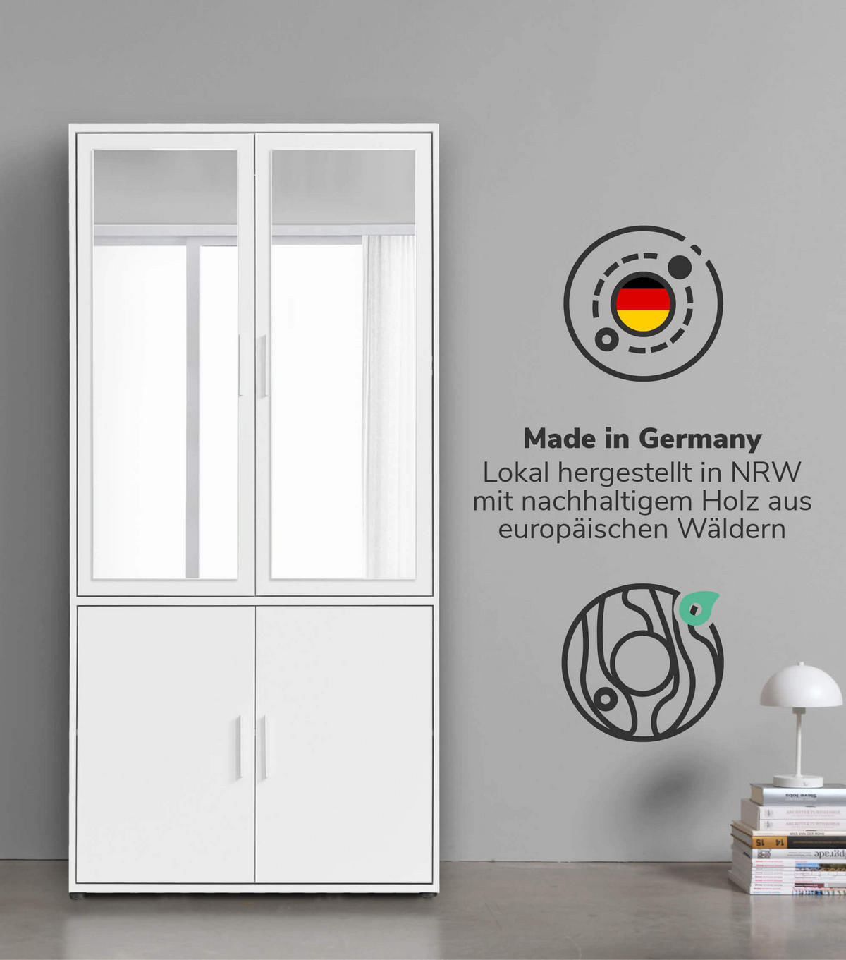 KLEIDERSCHRANK mit Spiegel Der Grenzenlose - Weiß, Holzwerkstoff (90/187/58cm) - Mokebo