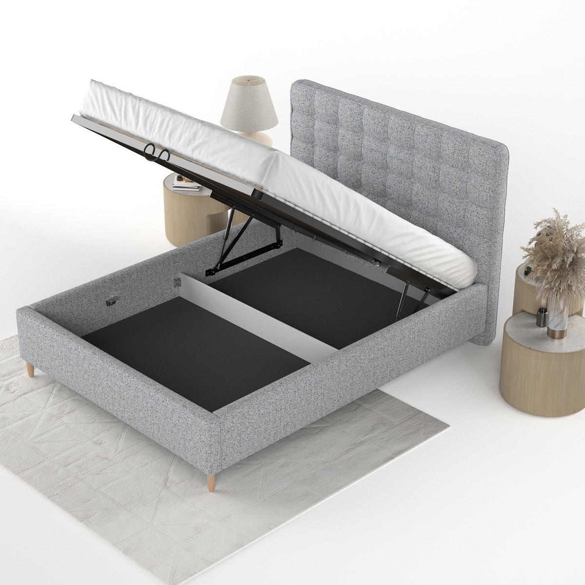 POLSTERBETT Paloma 160/200 cm Grau im Riva Stoff - Naturfarben/Grau, Holz/Holzwerkstoff (160/200cm) - AltaBeds
