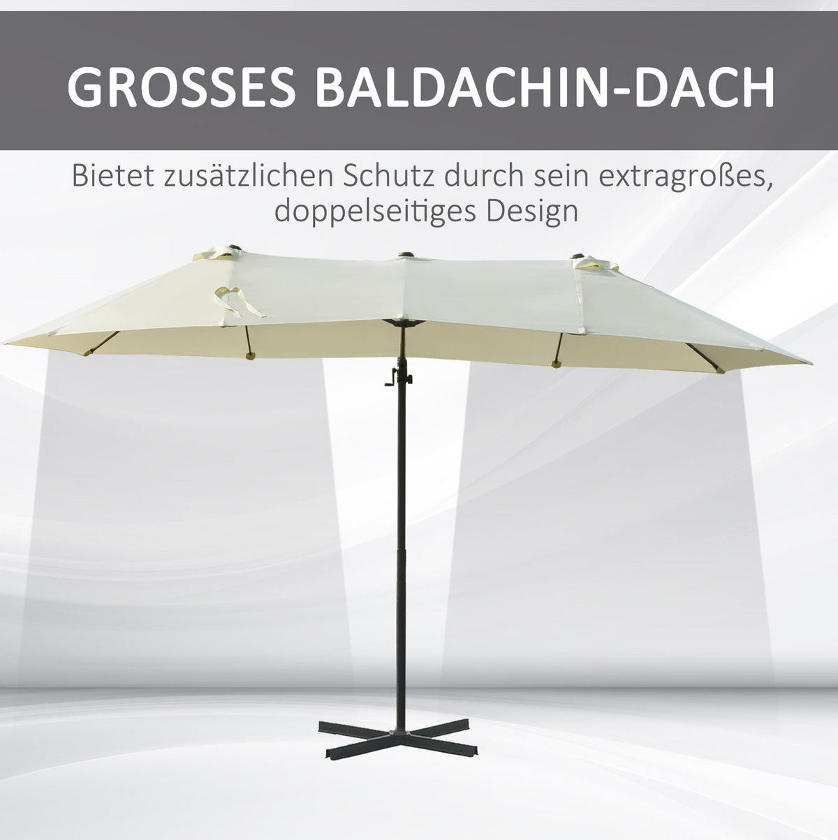AMPELSCHIRM aus Stahl 294x294x250 cm in Dunkelblau mit Kurbel & Neigefunktion - Dunkelblau, Metall (294/294cm) - Modfu