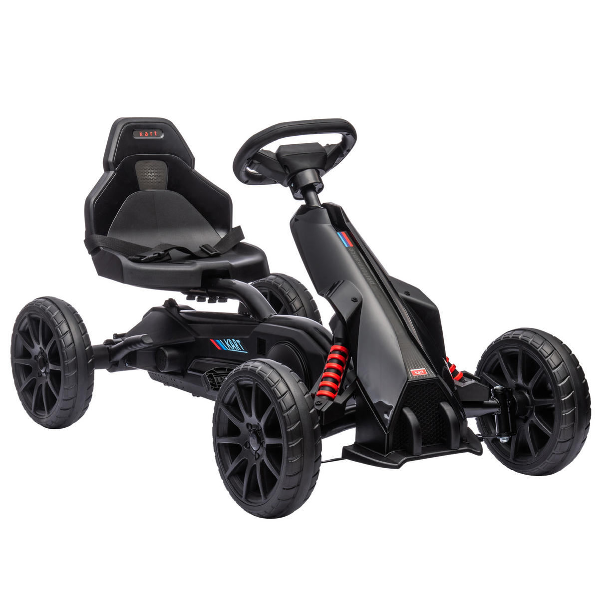 KINDER GO KART TRETAUTO, Schwarz, Kunststoff, Metall - Schwarz, Kunststoff (100/58/58.5cm) - HOMCOM