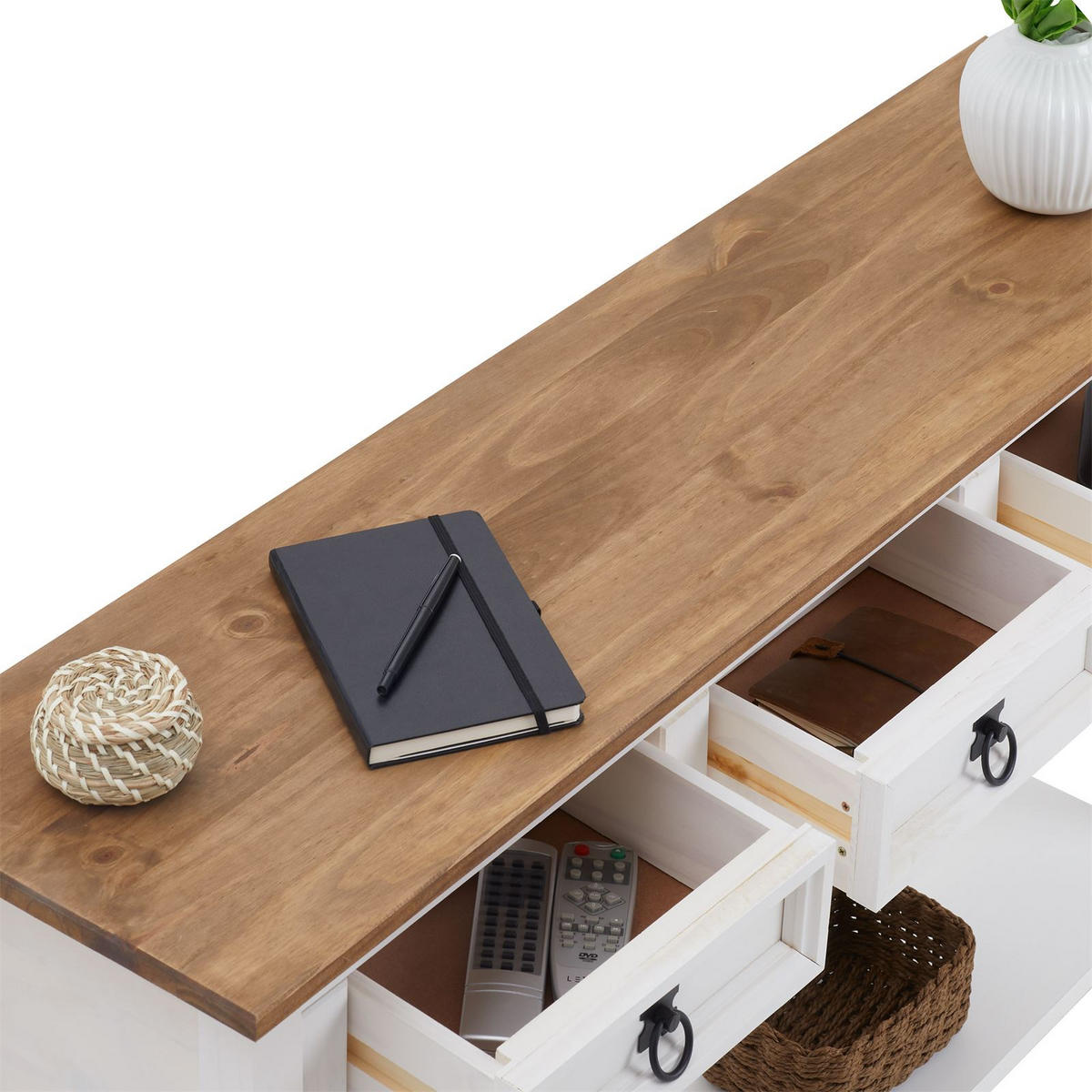 KONSOLENTISCH CAMPO - Weiß/Braun, Holz (32/122/73cm) - CARO-Möbel