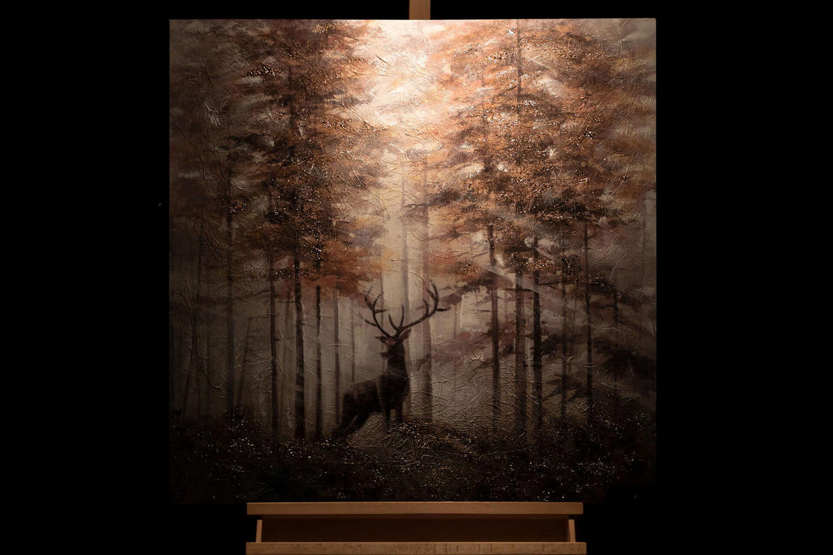 ACRYLBILD HANDGEMALT 80/80 cm - Beige/Braun, Holz/Textil (80/80cm) - KUNSTLOFT