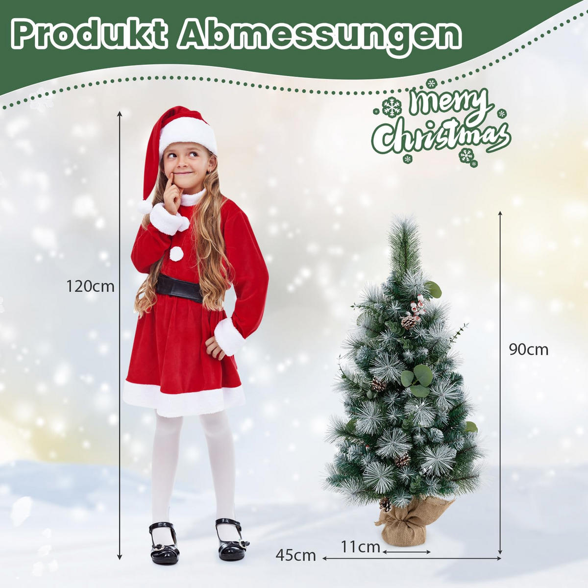 WEIHNACHTSBAUM Tisch Tannenform mit Beleuchtung 90 cm grün - Grün, Kunststoff (90cm) - COSTWAY