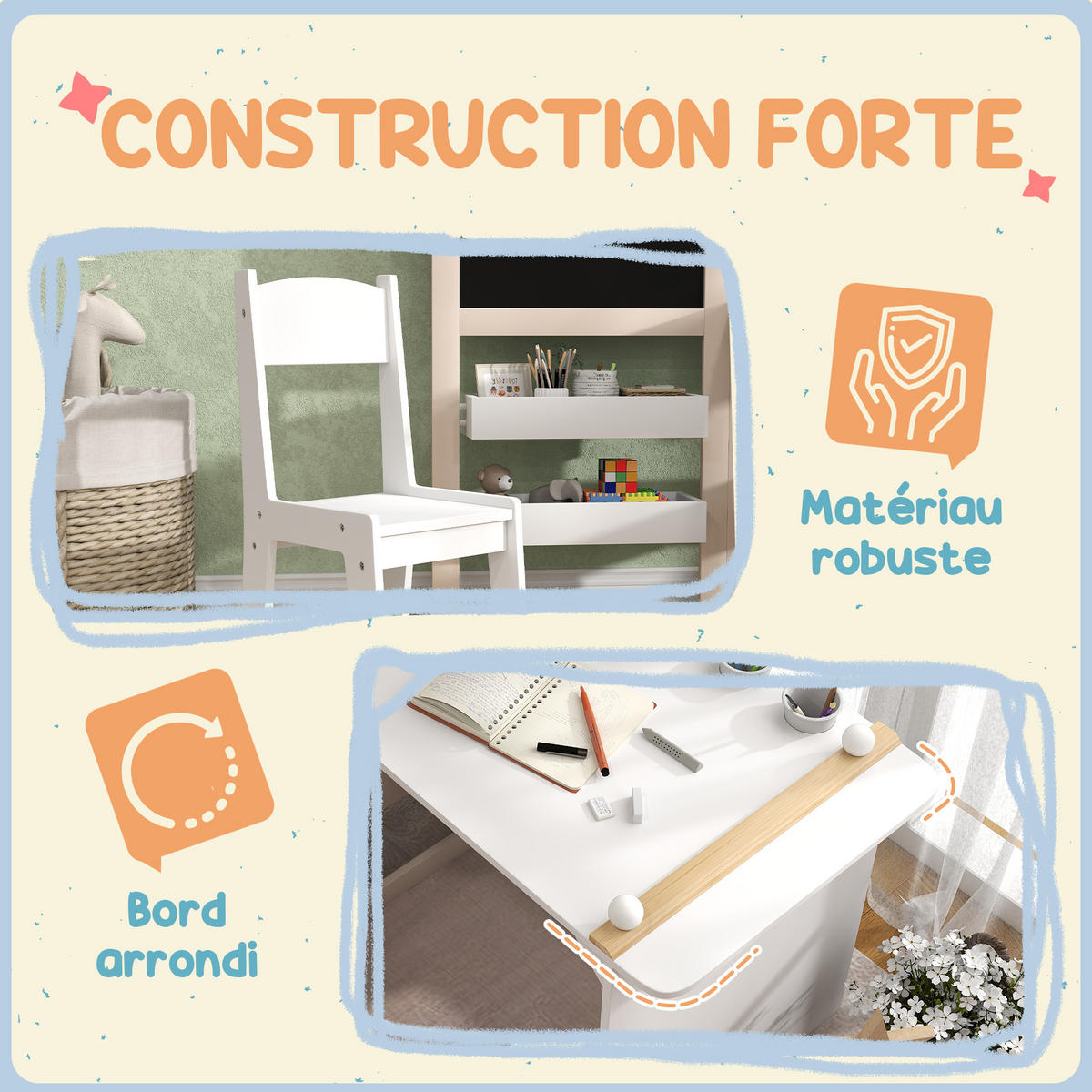 KINDERSITZGRUPPE DE-17521 3-in-1 mit Staffelei Weiß - Weiß, Holzwerkstoff (111.5/102.4/81.5cm) - ComfortXL