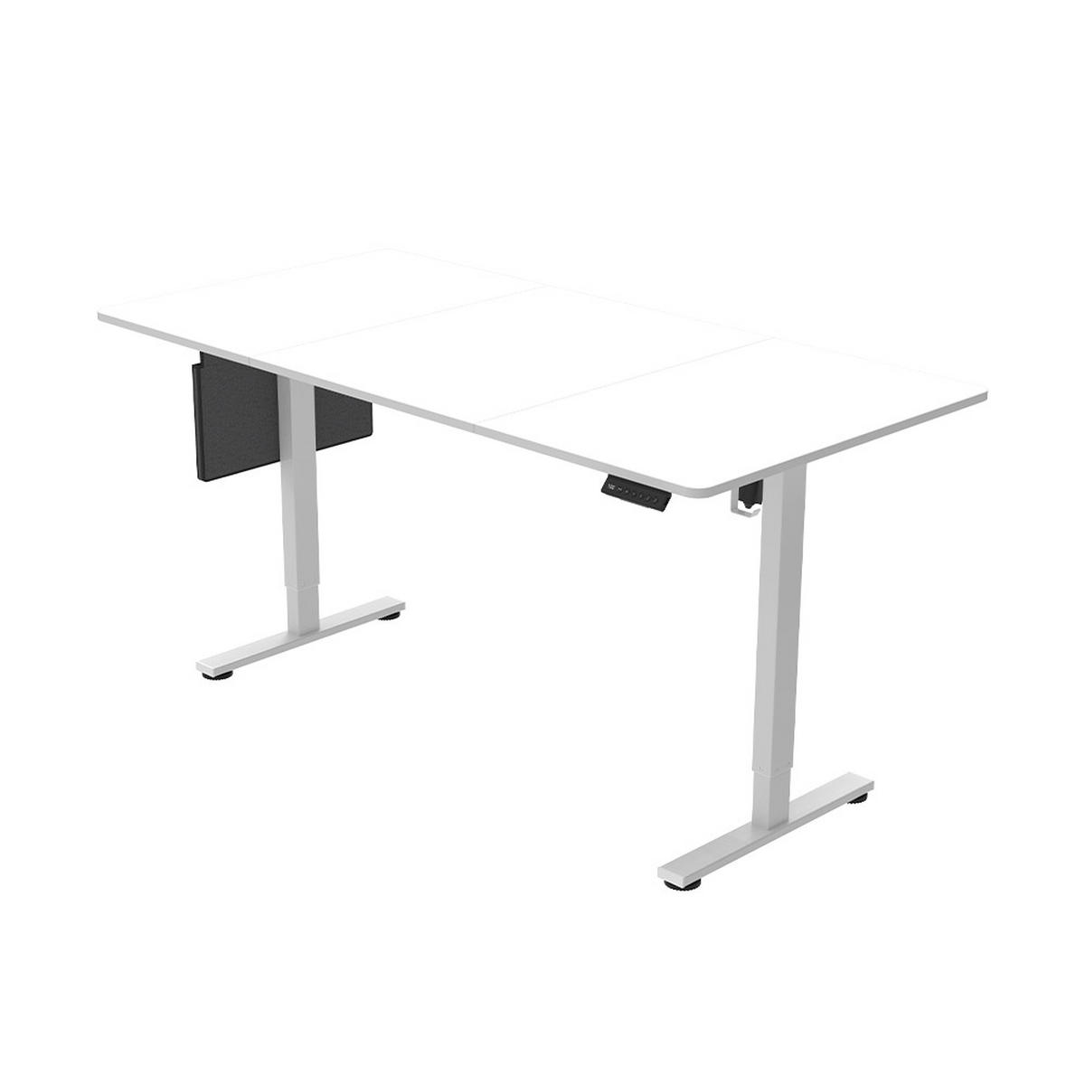 HÖHENVERSTELLBARER SCHREIBTISCH ELMO - Weiß, 120 x 60 cm / mit PC-Halterung - Weiß, Holz/Metall (60/120/24cm) - Home Deluxe