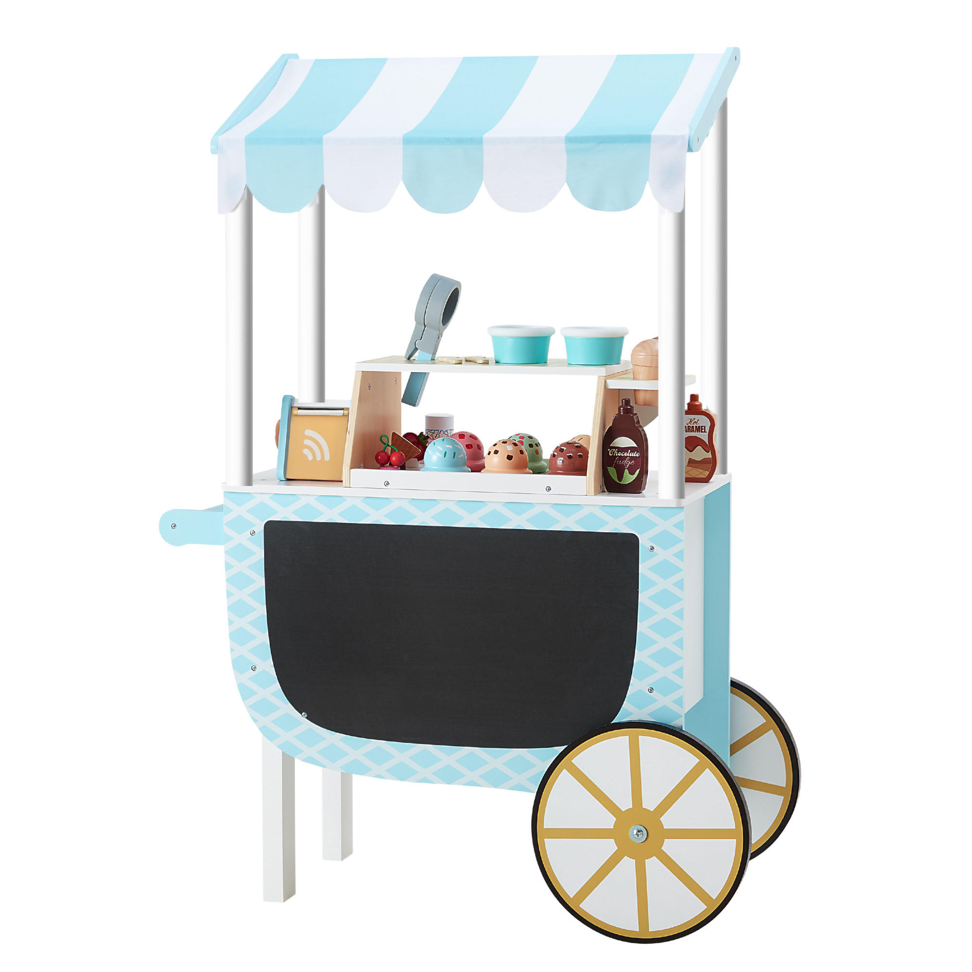 SPIELSET Eiswagen & Zubehör, Blau, 55cm - Blau, Holzwerkstoff (100/55/30cm) - Teamson Kids
