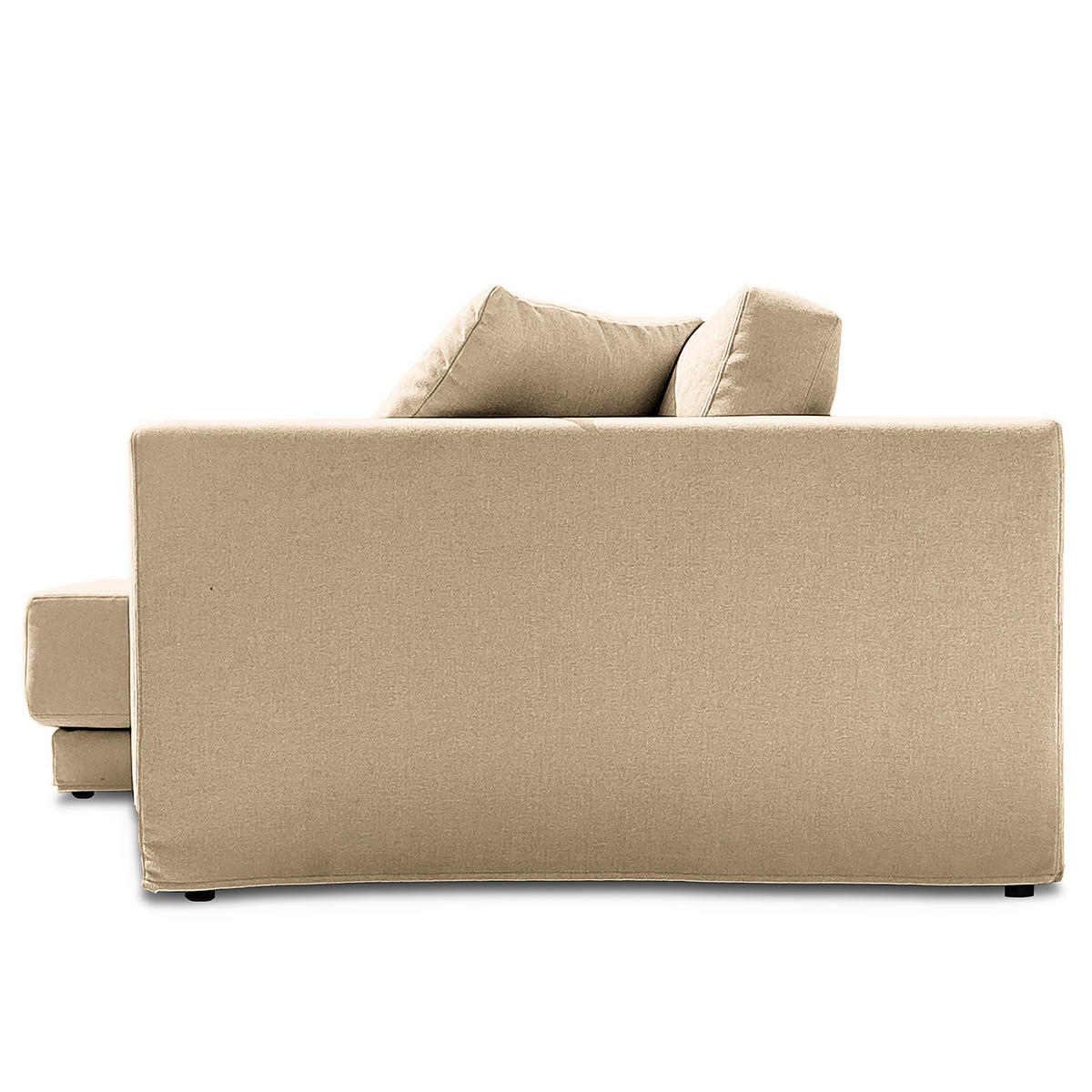 ECKSOFA mit Wechselbezug - Longchair, Webstoff - Beige/Schwarz, Kunststoff/Textil (260/155cm) - home24