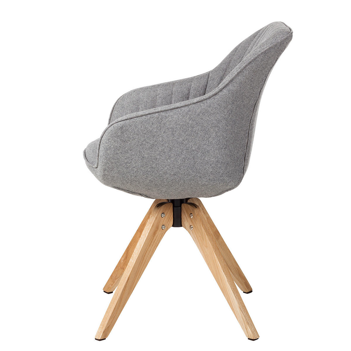 DREHBARER ARMLEHNENSTUHL - Massivholz - Textil - Grau, Holz/Textil (60/83/65cm) - home24