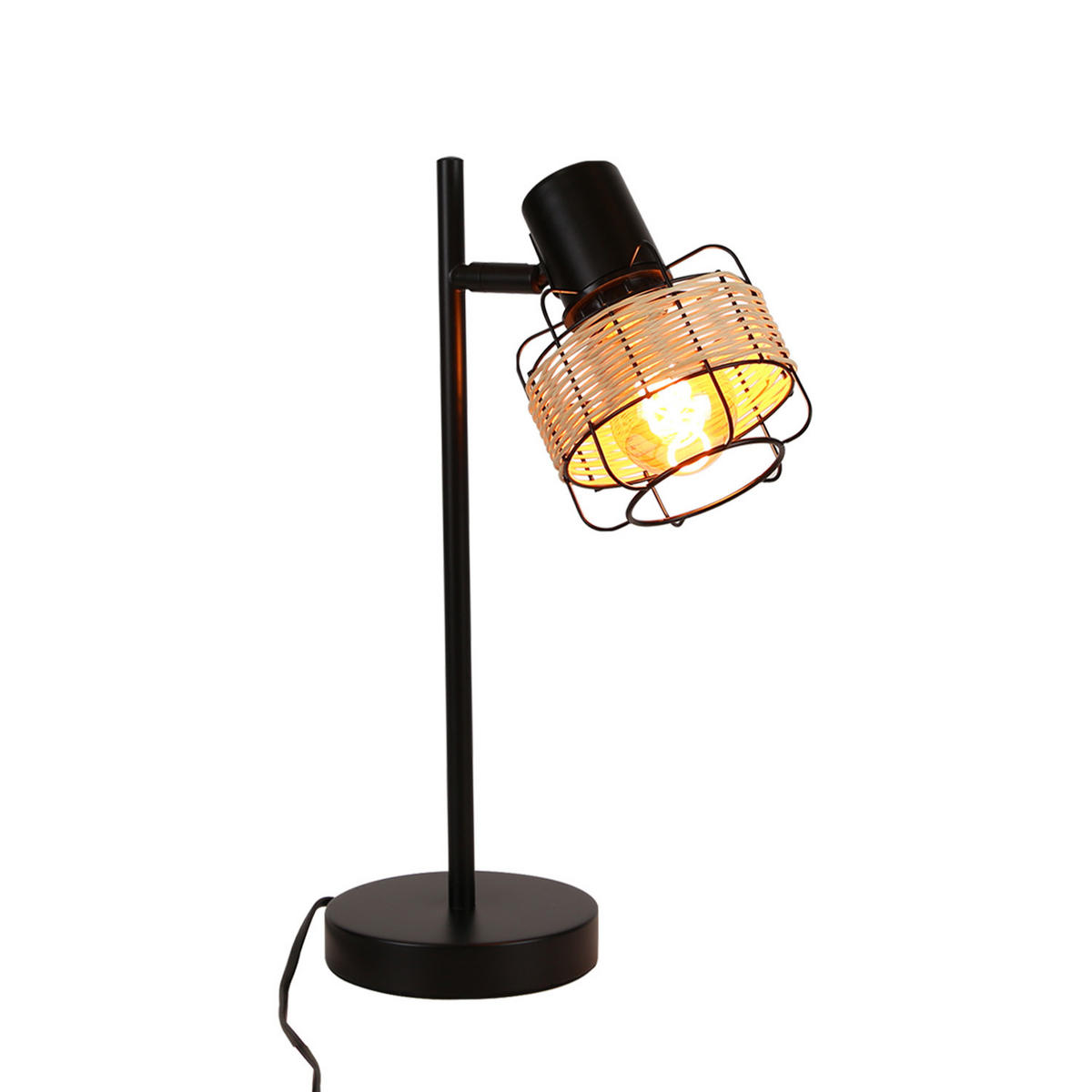 TISCHLEUCHTE Bambuskäfig 14/14/38 cm - Schwarz, Metall (14/14/38cm) - Nettlife