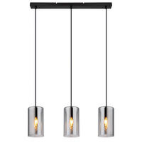 PENDELLEUCHTE OLLY Metall Rauchfarben Schwarz - Schwarz, Glas (63/11/120cm) - Globo Lighting