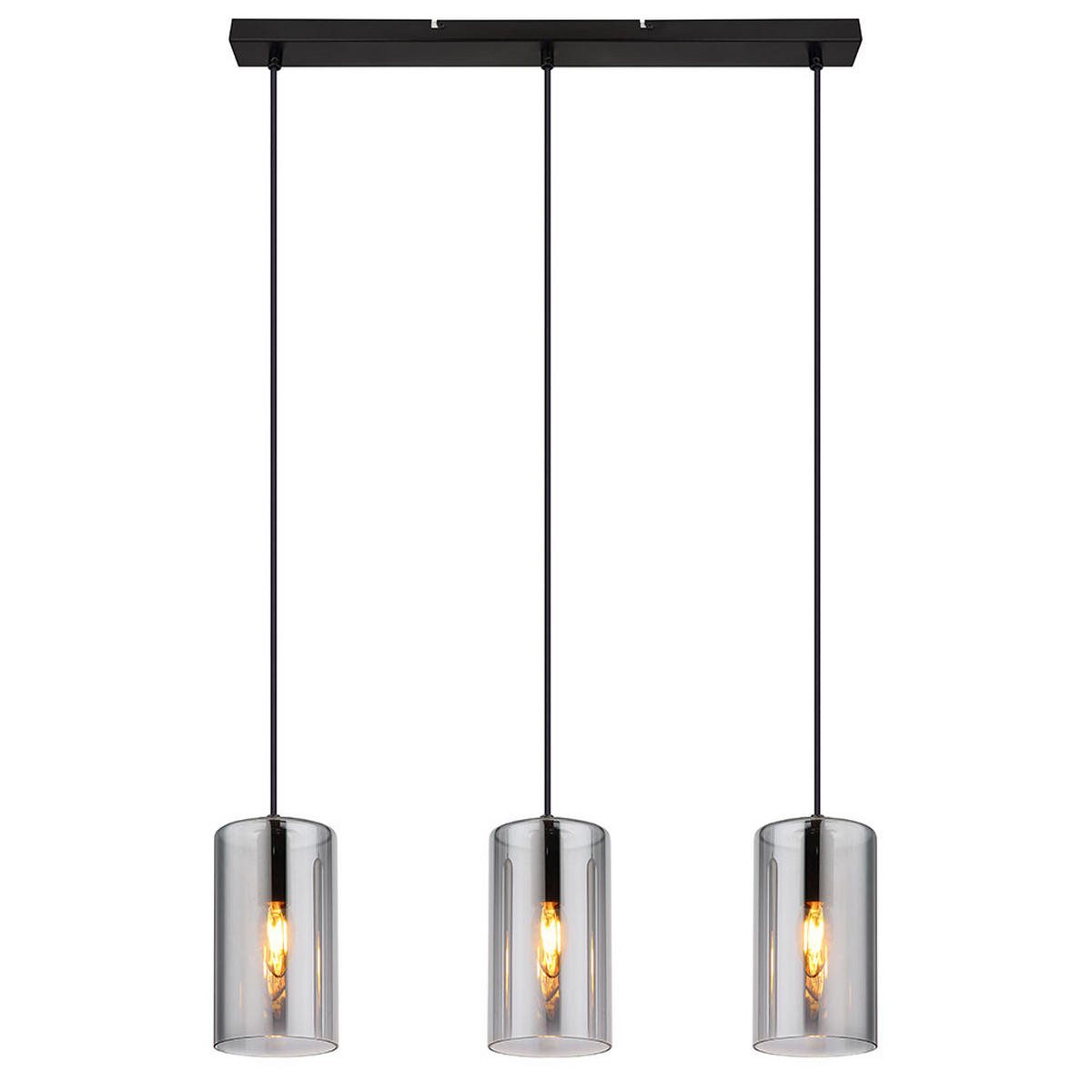 PENDELLEUCHTE OLLY Metall Rauchfarben Schwarz - Schwarz, Glas (63/11/120cm) - Globo Lighting