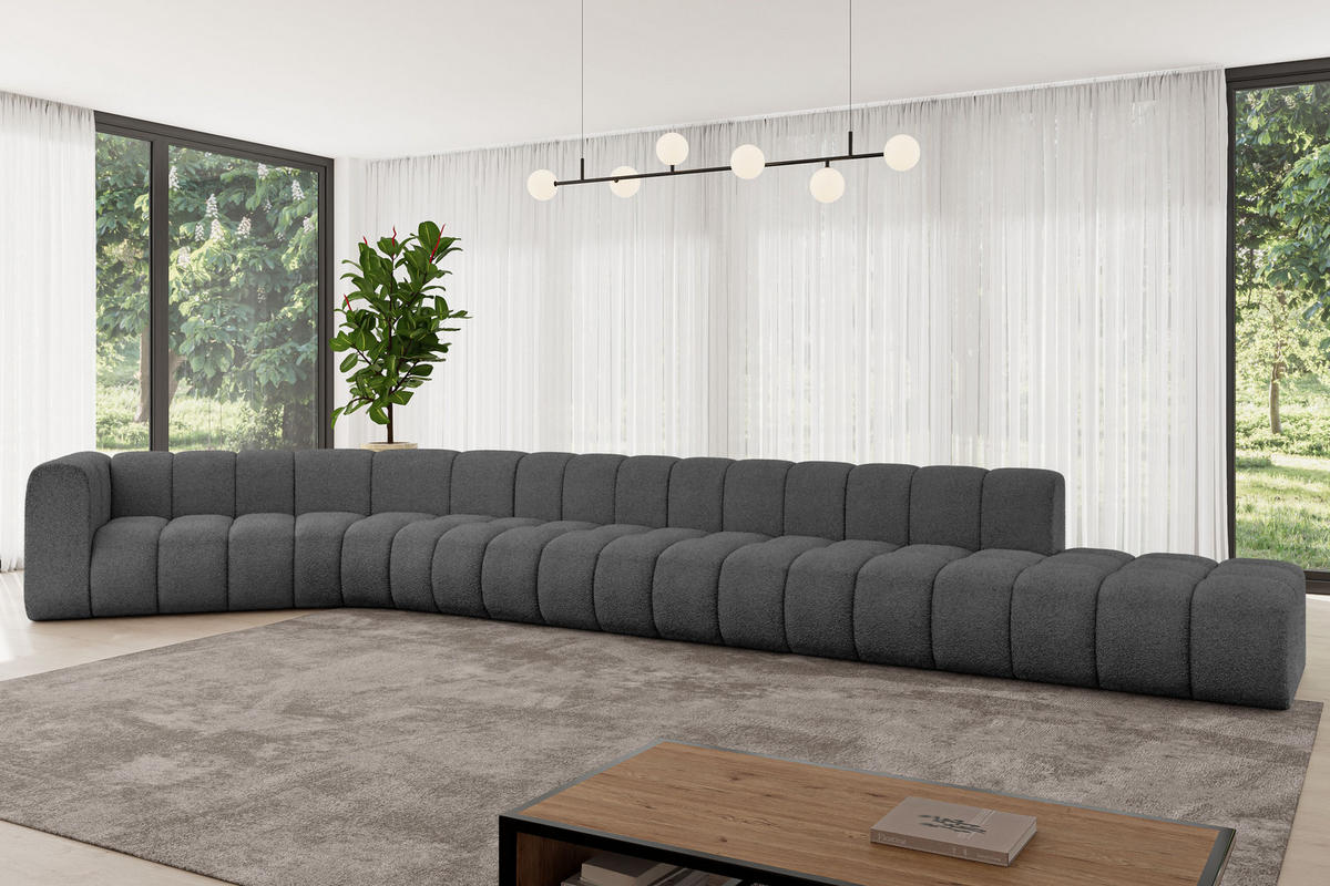 ECKSOFA modulares Sofa Tilmo-L3 - 581x194x70 cm Grau - Grau, Holzwerkstoff/Textil (581/194cm) - ALTDECOR
