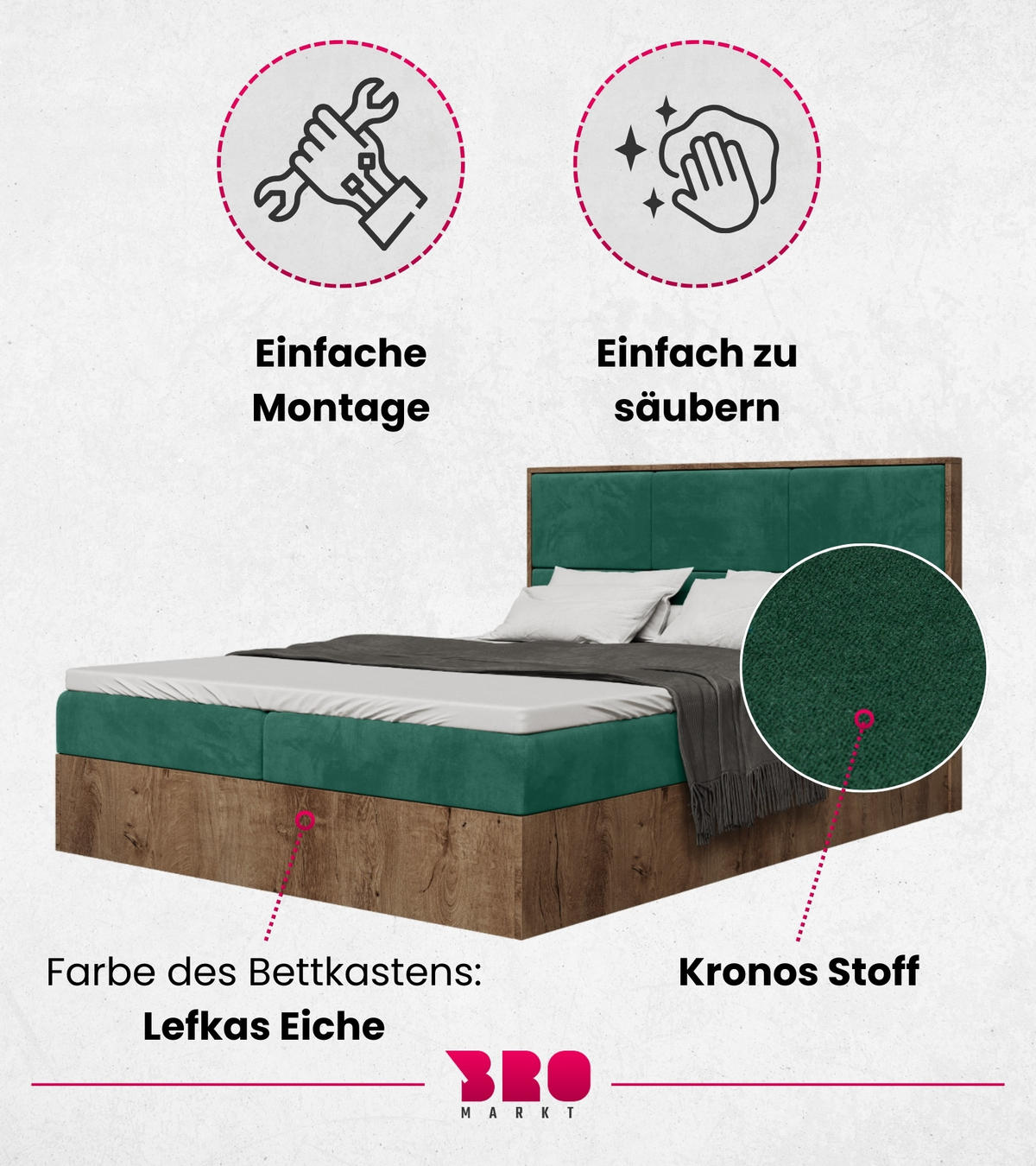 BOXBETT Loft mit Topper 160/200 Grün - Grün, Holzwerkstoff/Textil (160/200cm) - Bromarkt