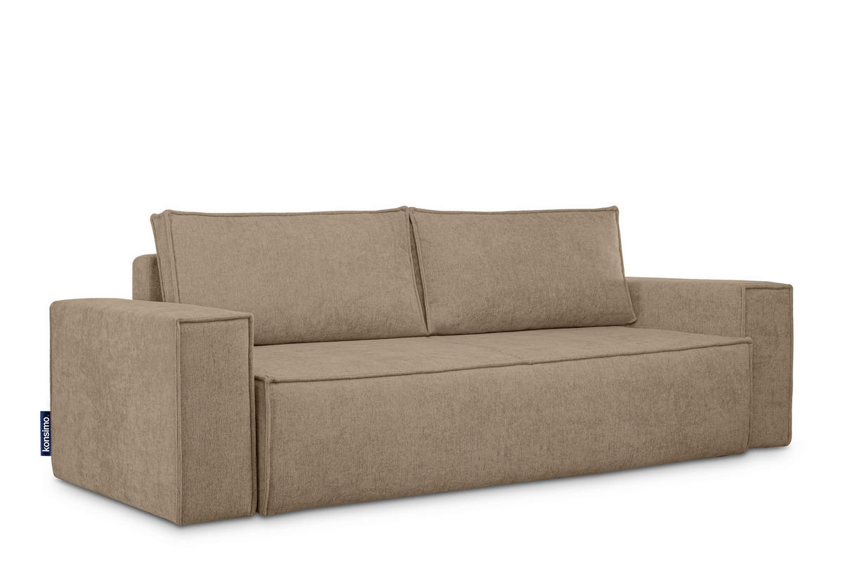 3-SITZER-SOFA NAPI II mit Schlaffunktion, hellbraun - Hellbraun, Textil (244/89/101cm) - KONSIMO®