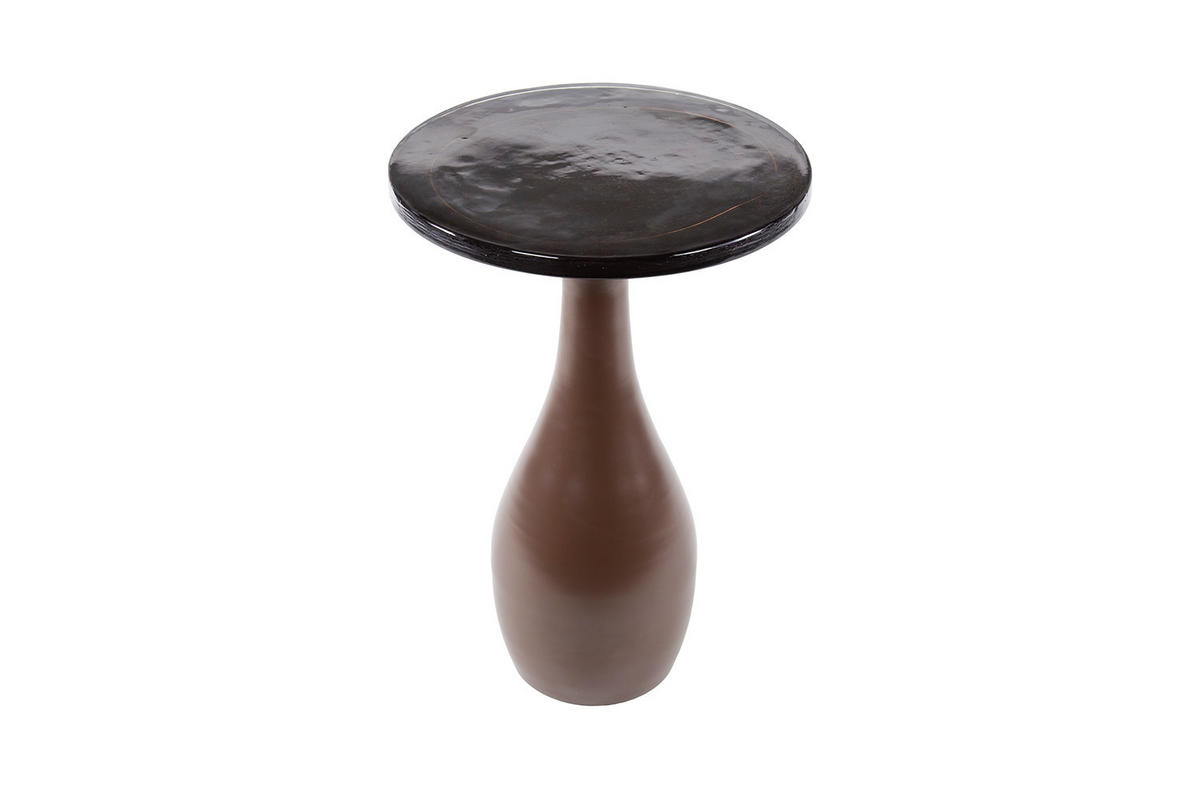 BEISTELLTISCH MOKKA Braun Glas - Braun/Kupferfarben, Glas/Metall (40/40/60cm) - KAWOLA