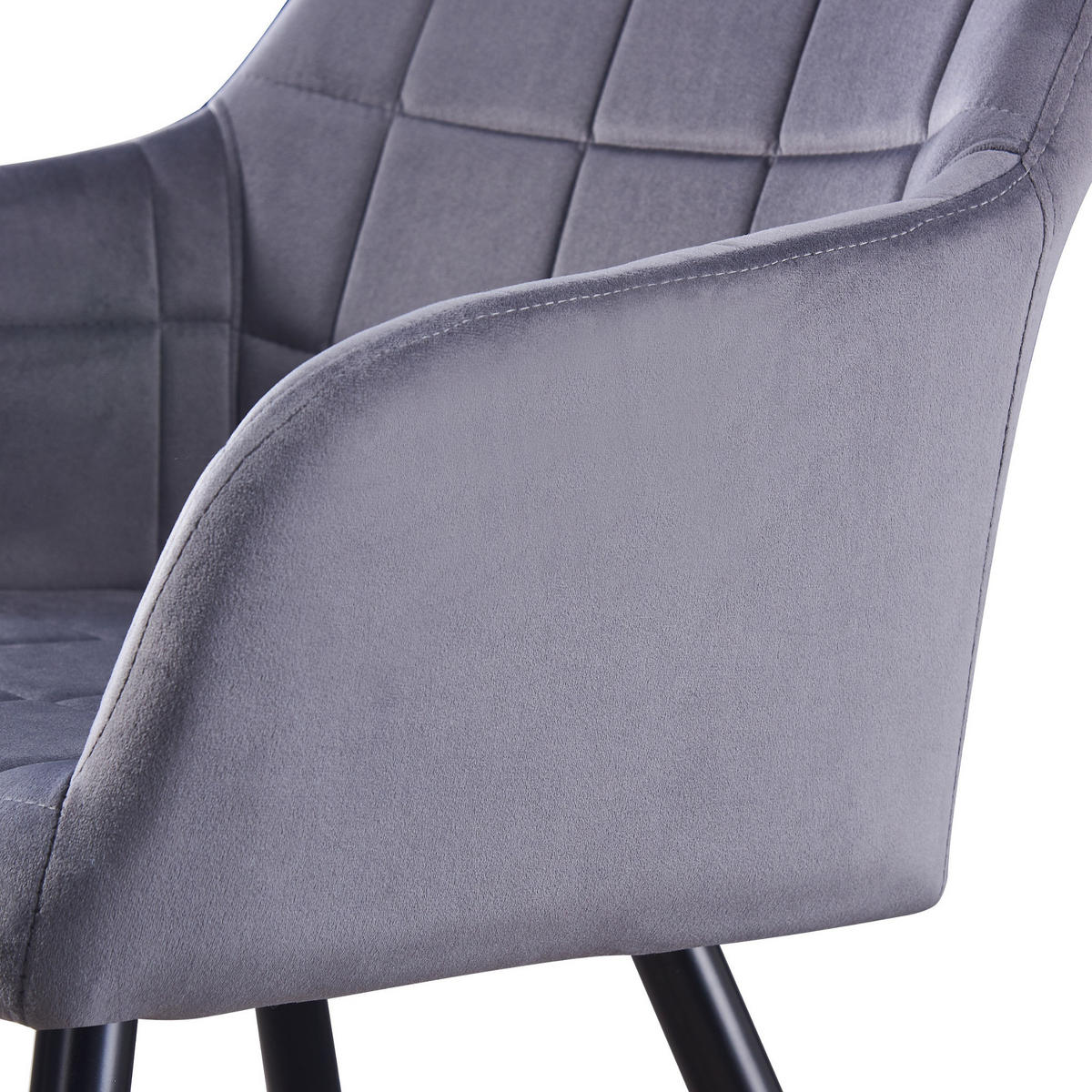 STUHL 4er-Set samtgrau - Grau, Metall (55/82/59cm) - Life Interiors