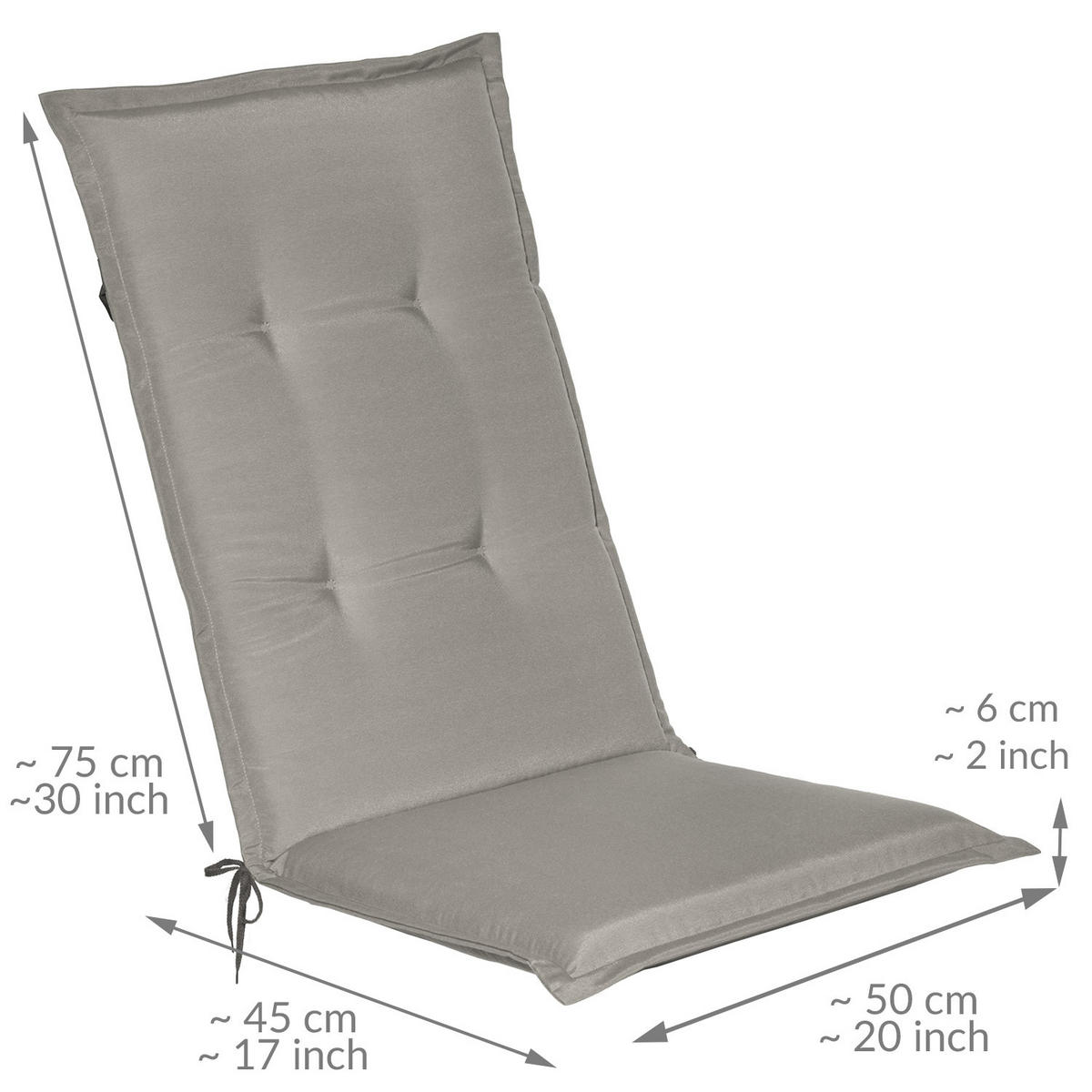 HOCHLEHNERAUFLAGE Loft HL 120/50/6 Hellgrau - Hellgrau, Textil (50/6/120cm) - Beautissu 