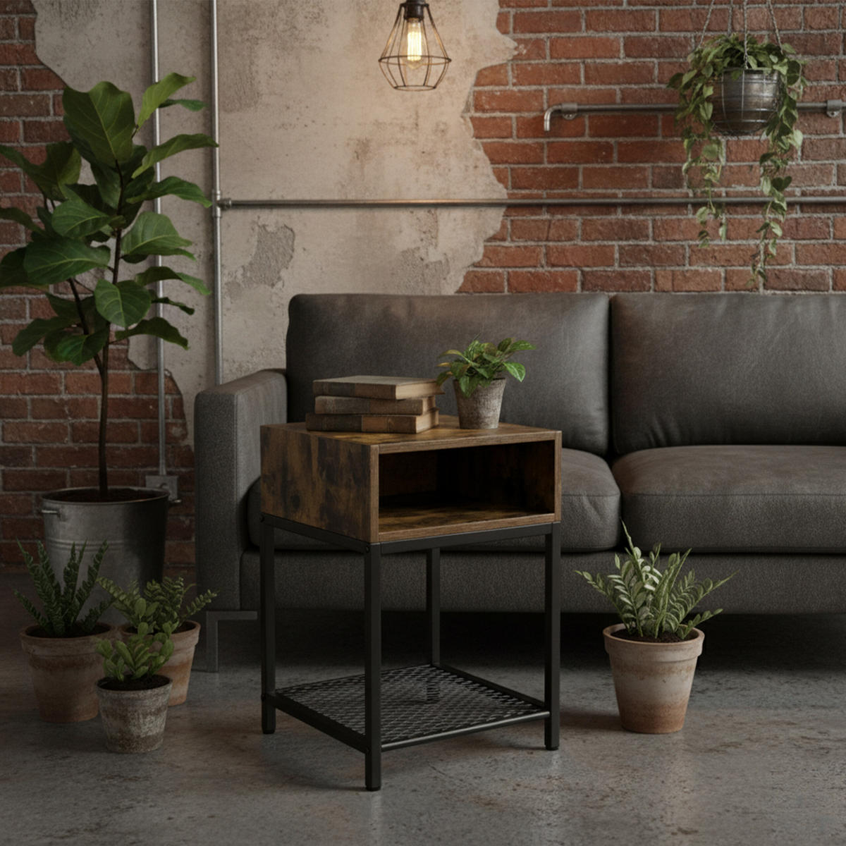 NACHTTISCH - Anthrazit, Holzwerkstoff/Metall (40/40/58cm) - Relaxdays