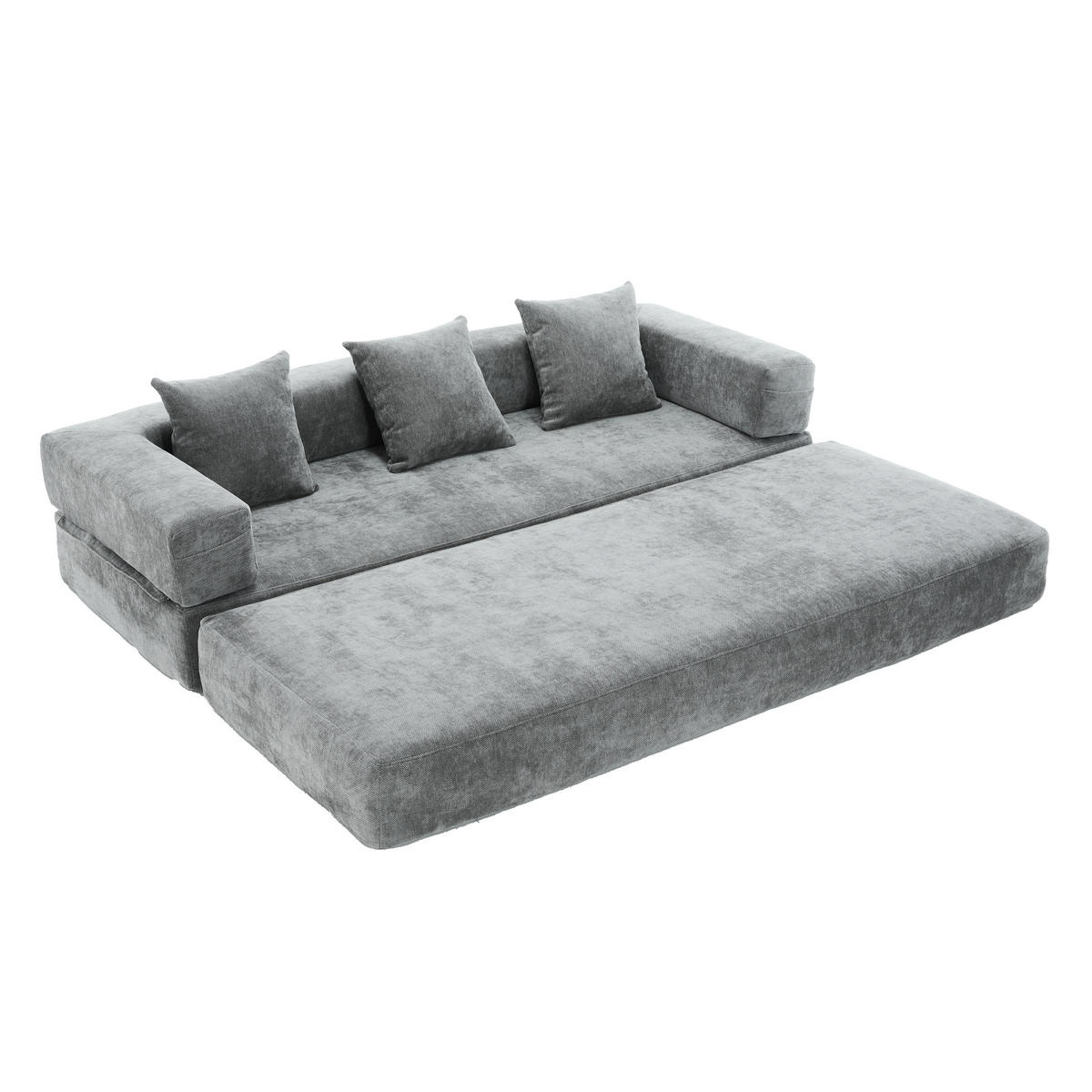 MODULÁRNÍ POHOVKA z žinylky, tmavě šedá - tmavě šedá, textil (198/60/79cm) - Urban Meuble