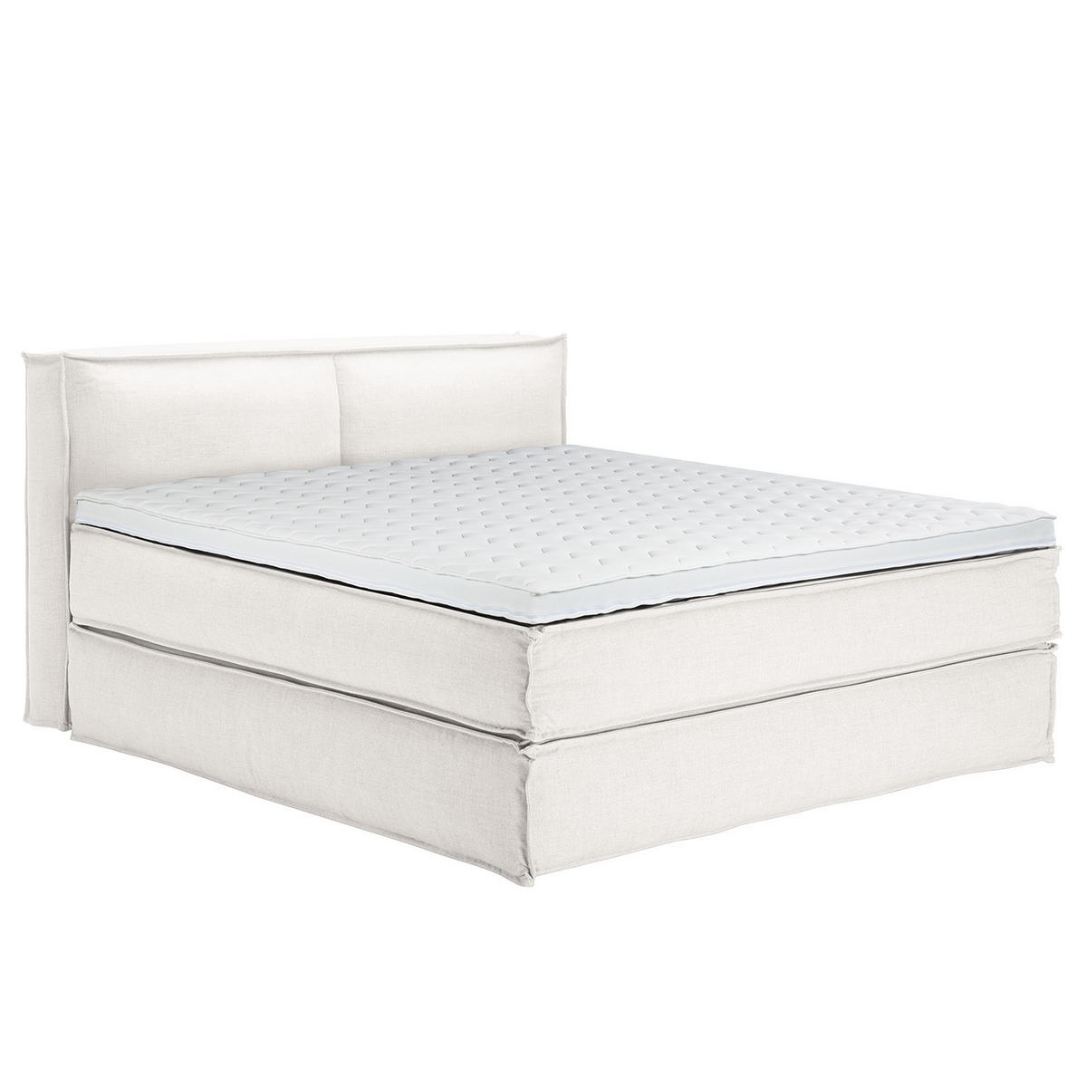 BOXSPRINGBETT mit Kopfteil - Premium - Weiß, Textil (180/200cm) - home24