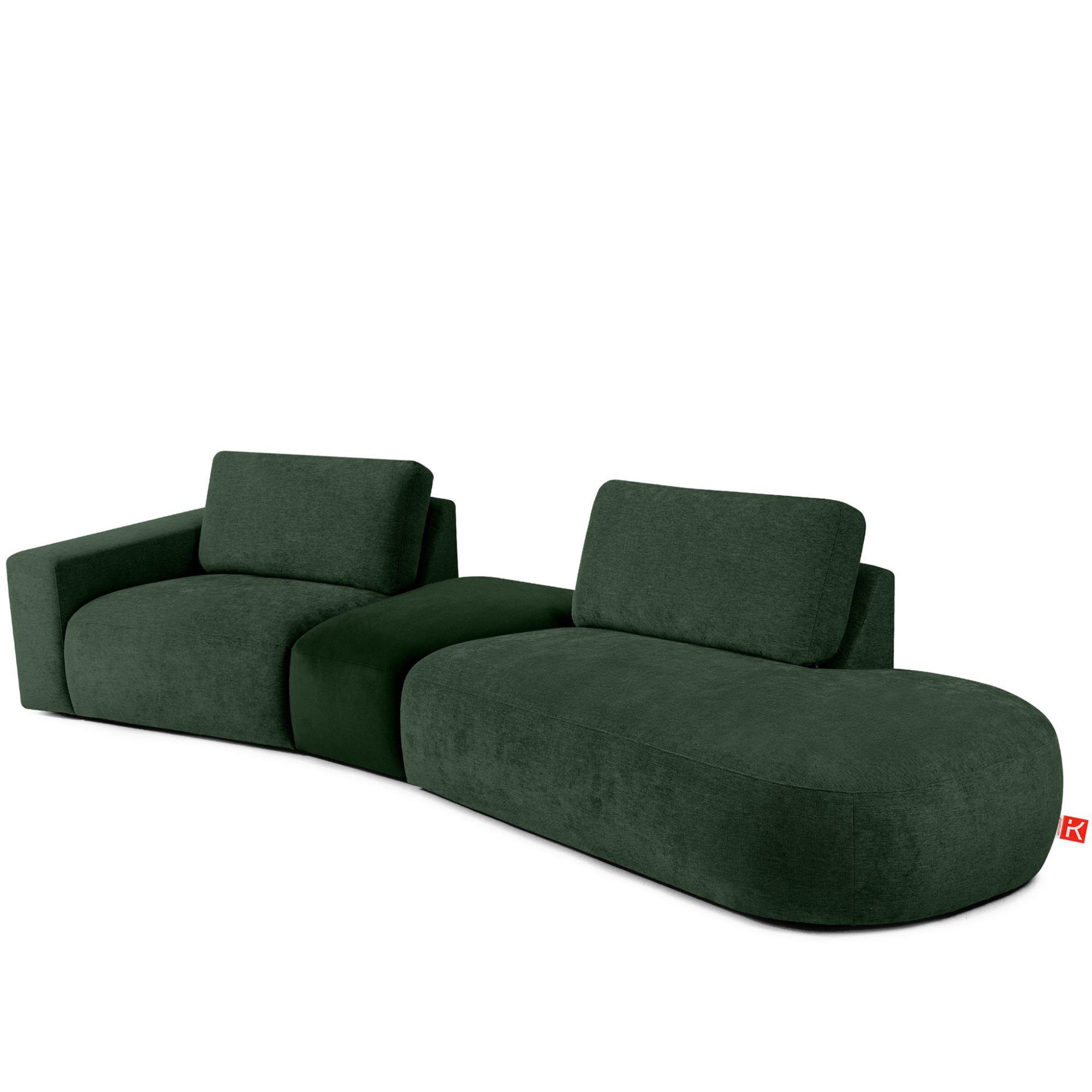 4-SITZER ECKSOFA ZUCCO Chenille rechts, Dunkelgrün - Dunkelgrün, Textil (350/84/105cm) - KONSIMO®