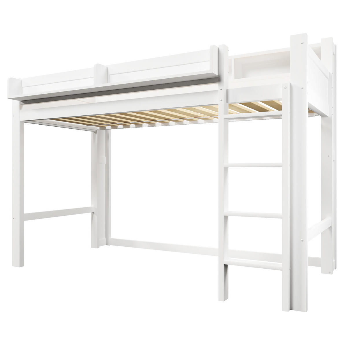 HOCHBETT 90/200 cm in Weiß aus MDF, Kiefer und Sperrholz mit Ablagefächern, LED und USB - Weiß, Holz/Holzwerkstoff (90/200cm) - WISHDOR