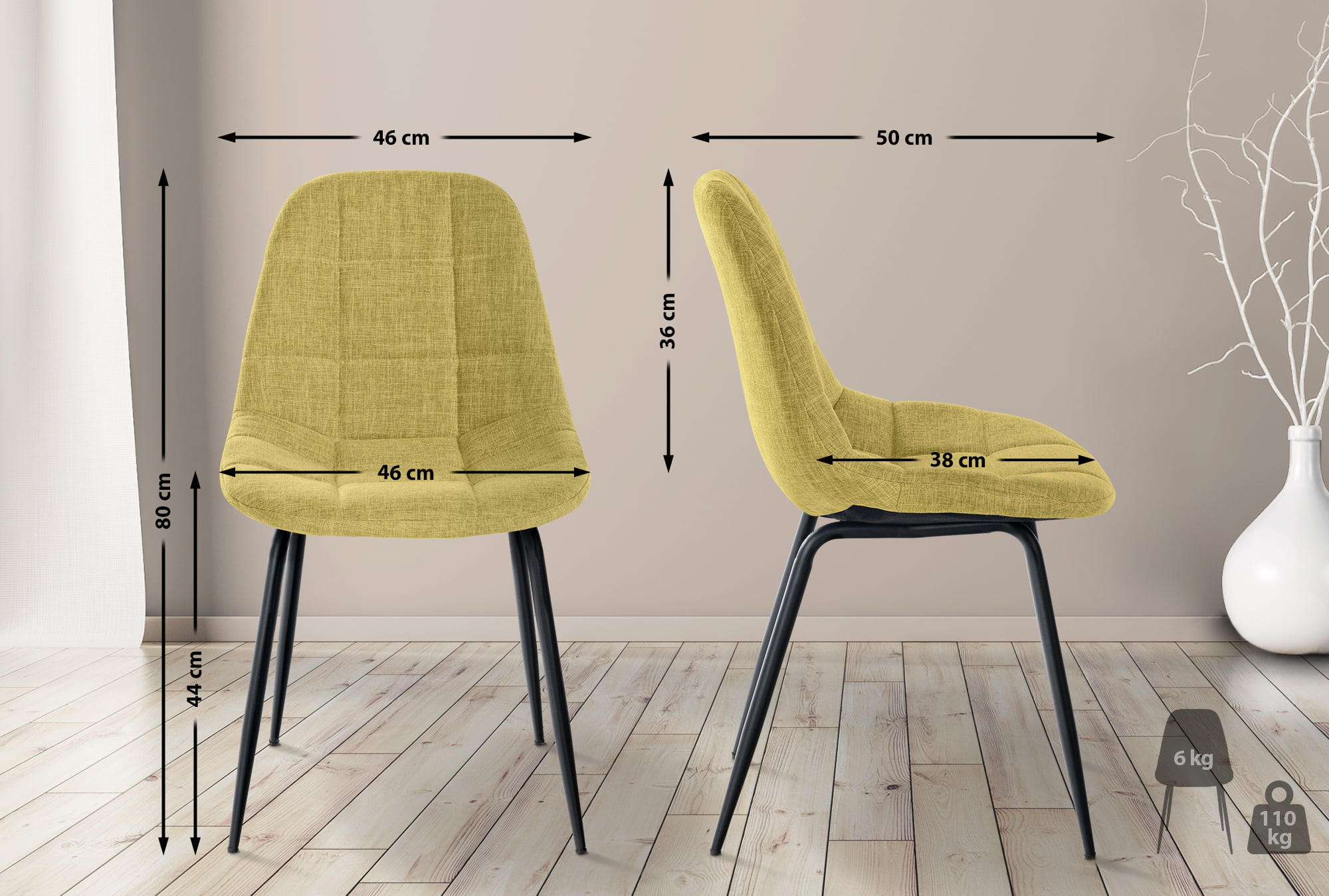 Thumbnail - CLP Stuhl, Hellgrün, Textil, 46x82x52 cm, Esszimmer, Stühle, Esszimmerstühle, Vierfußstühle