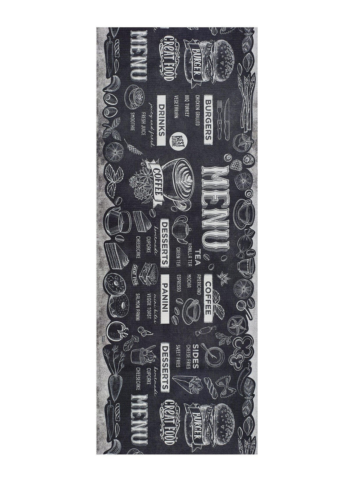 KÜCHENLÄUFER Mehrfarbig Ricci 52/200 cm - Schwarz/Grau, Textil (52/200cm) - Atticgo