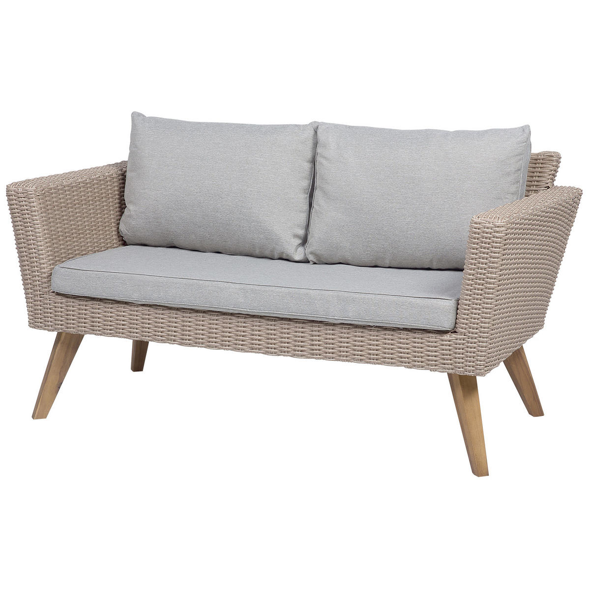 LOUNGE-SET 4-sitzer Rattan Grau Vittoria - Beige, Kunststoff - Beliani